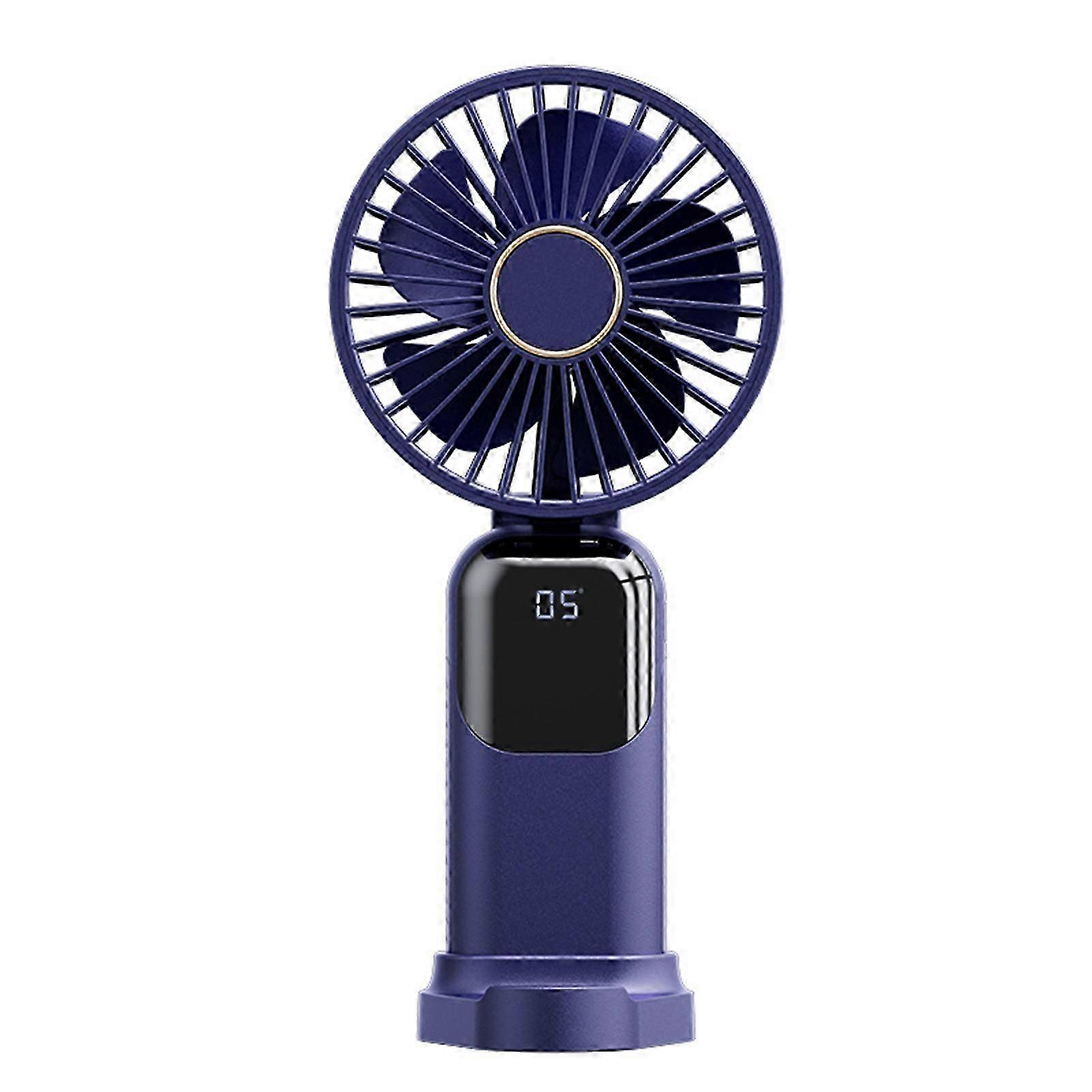 Small Handheld Fan with Digital Display Foldable Design 5 Speeds Low Noise Portable Cooling Fan Personal Air Conditioner QingHai
