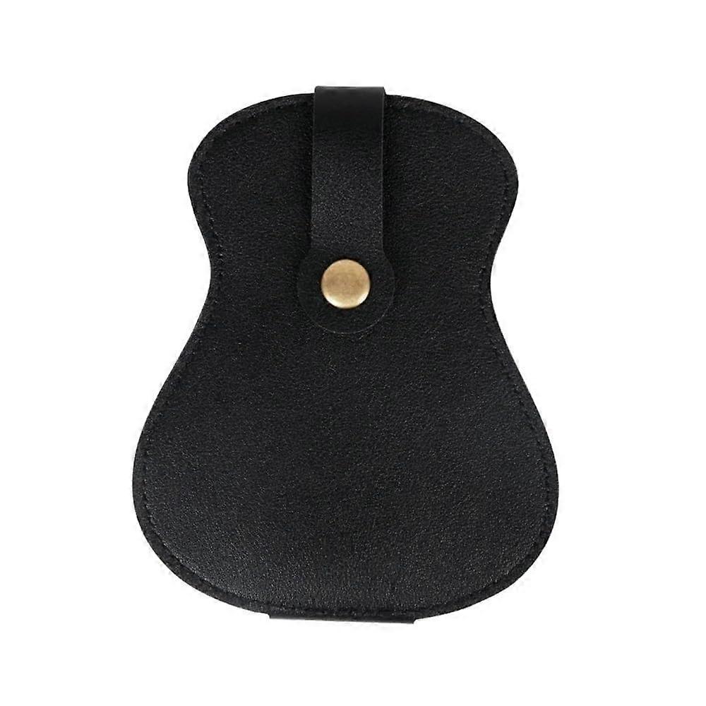 Portable capacity guitar pick storage pouch, thick leather, durable, foldable, universal, ukulele accessory, black, one size
