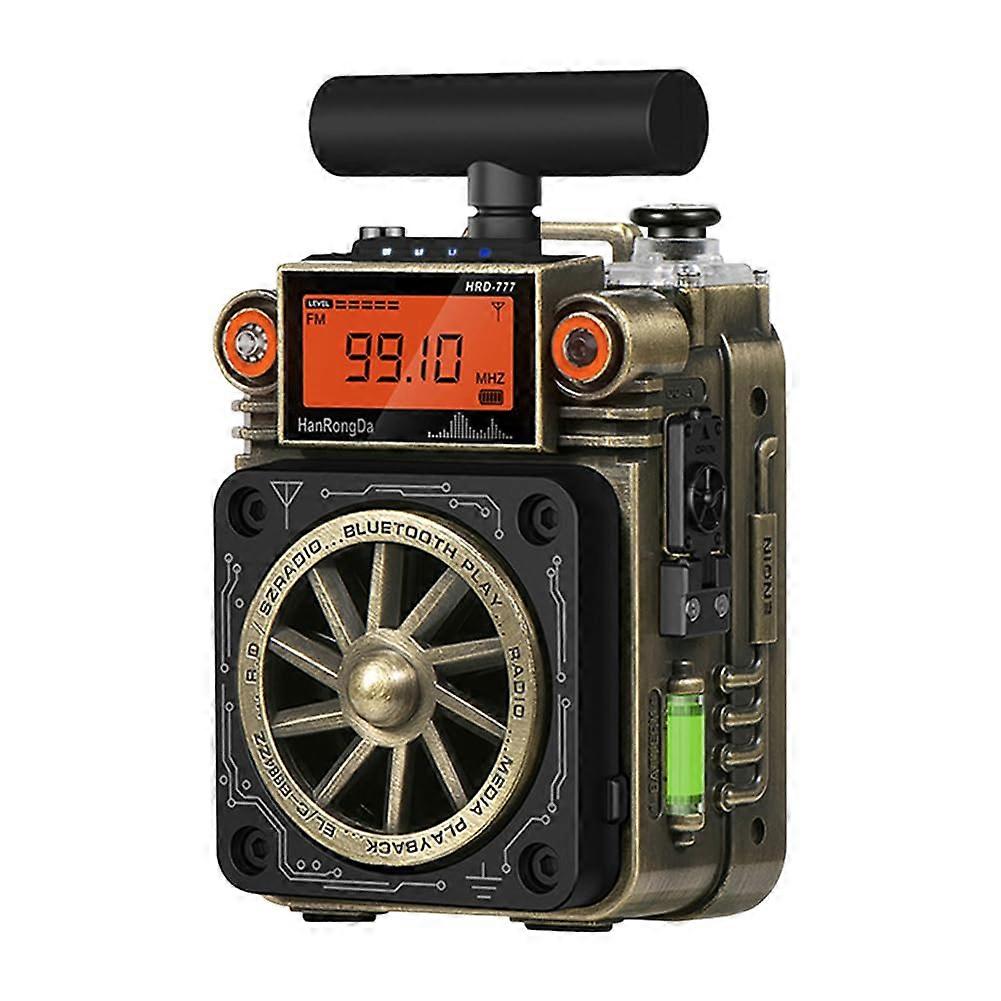 Portable Radio with BT Speaker Multi Band Pocket Radio with External Antenna and TypeC Retro Green