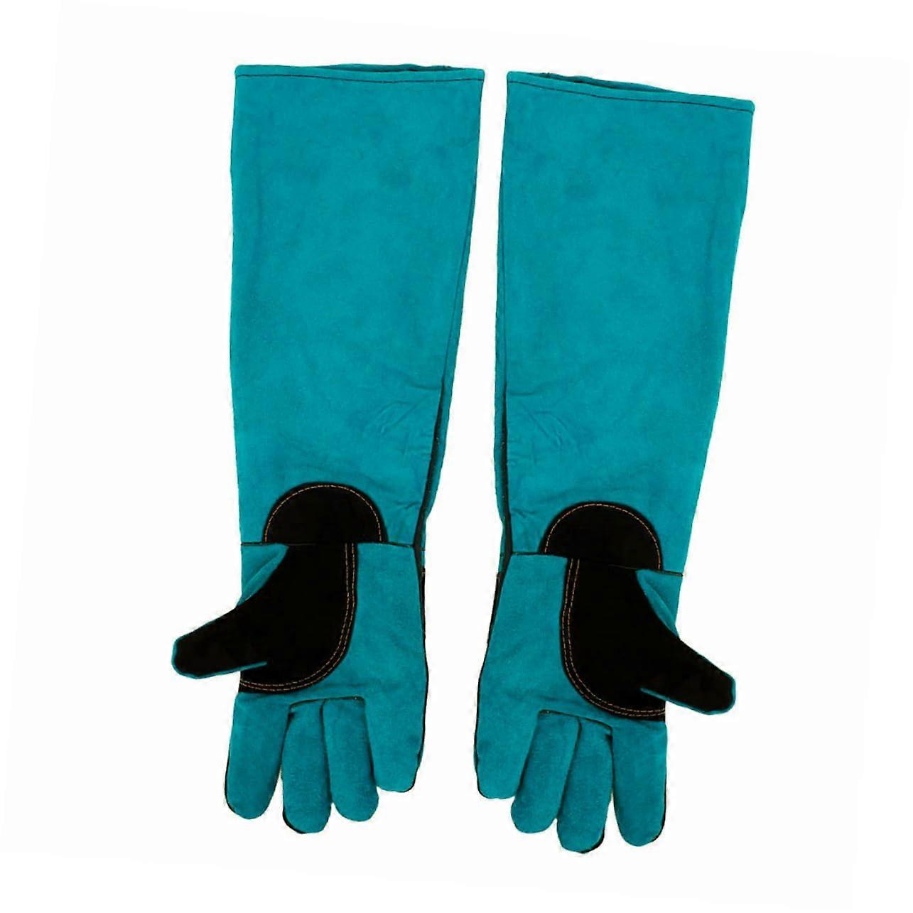 Dog Grooming Gloves Pair, Bite-Resistant Synthetic Leather, Long Sleeves for Feeding, Welding, and Gardening