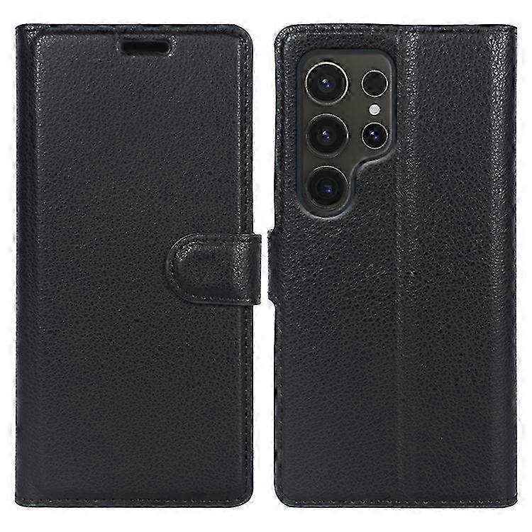 جراب هاتف Litchi Texture مع حامل | غطاء محفظة لهاتف Galaxy S24 Ultra