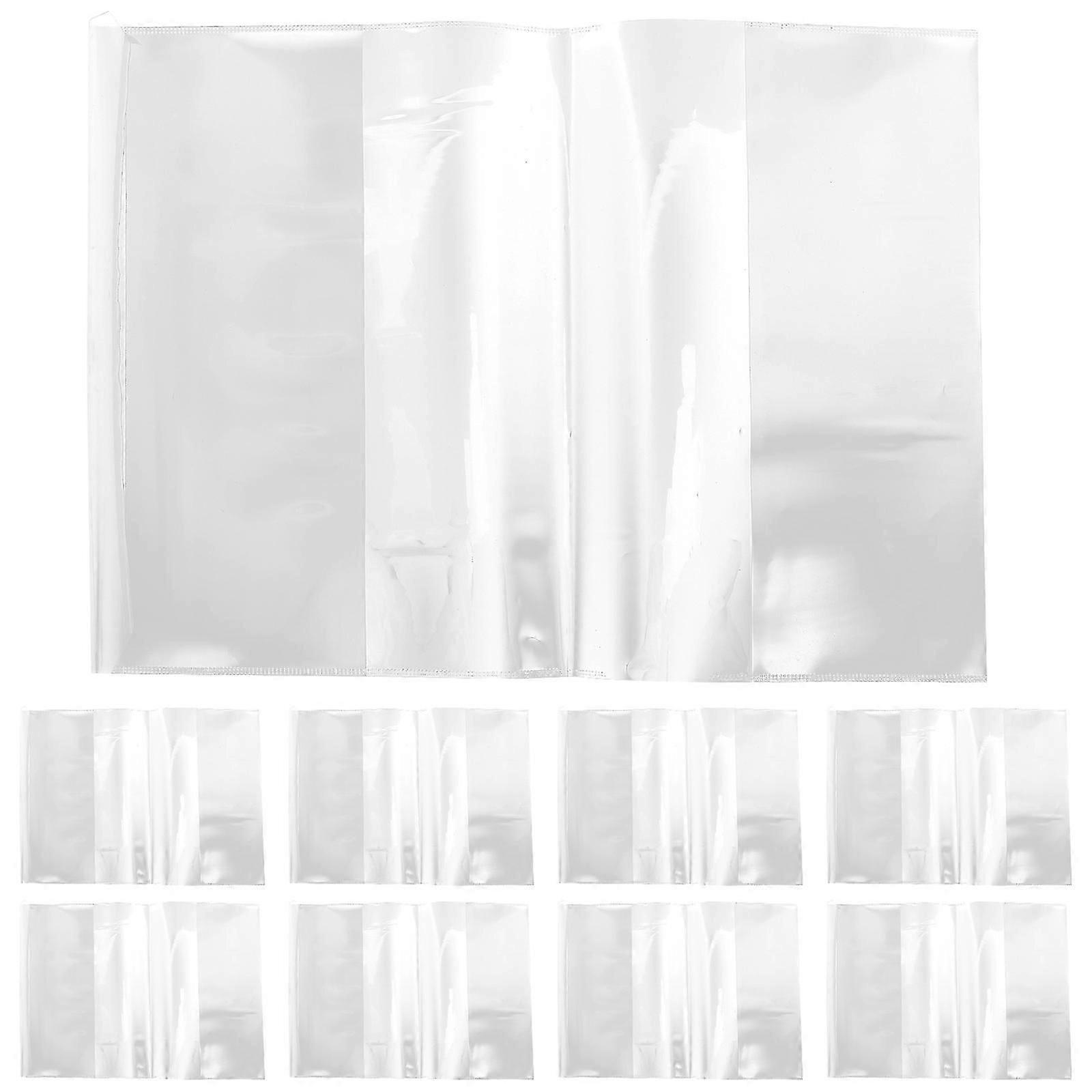10pcs Clear Book Cover Protective Sleeve Width Adjustable Universal Fit Soft Cover Books Dustproof PVC Material