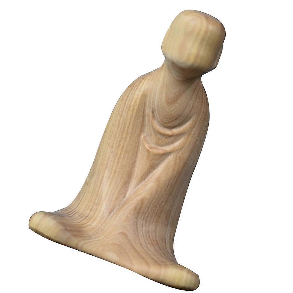 Tabletop Figurine Wooden Statue Decorative Square Shape Boxwood Material For Home Sacrificing Use 1Set