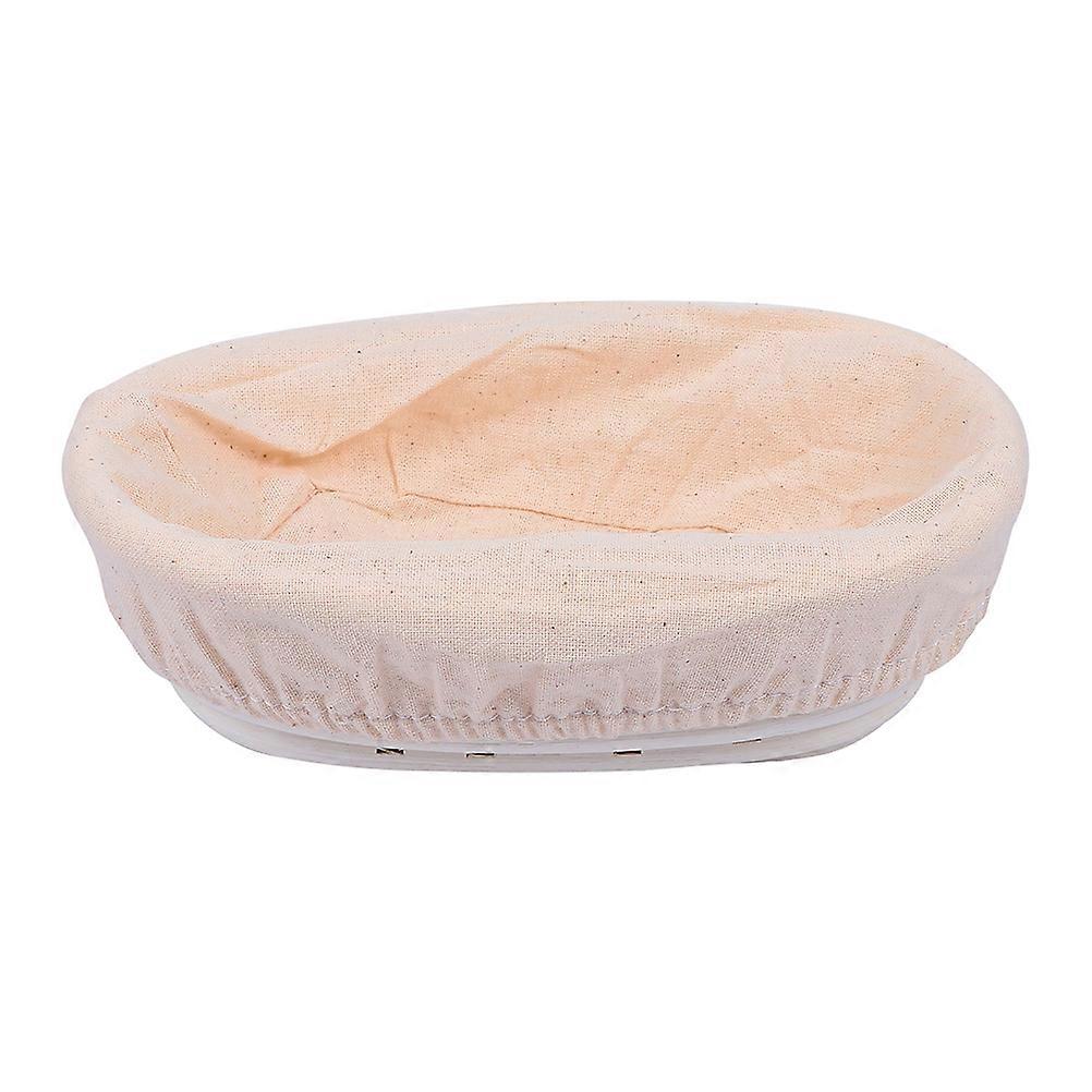 Oval Bread Basket Rattan Storage Container With Lining For Kitchen Use 21x18cm 1Pc