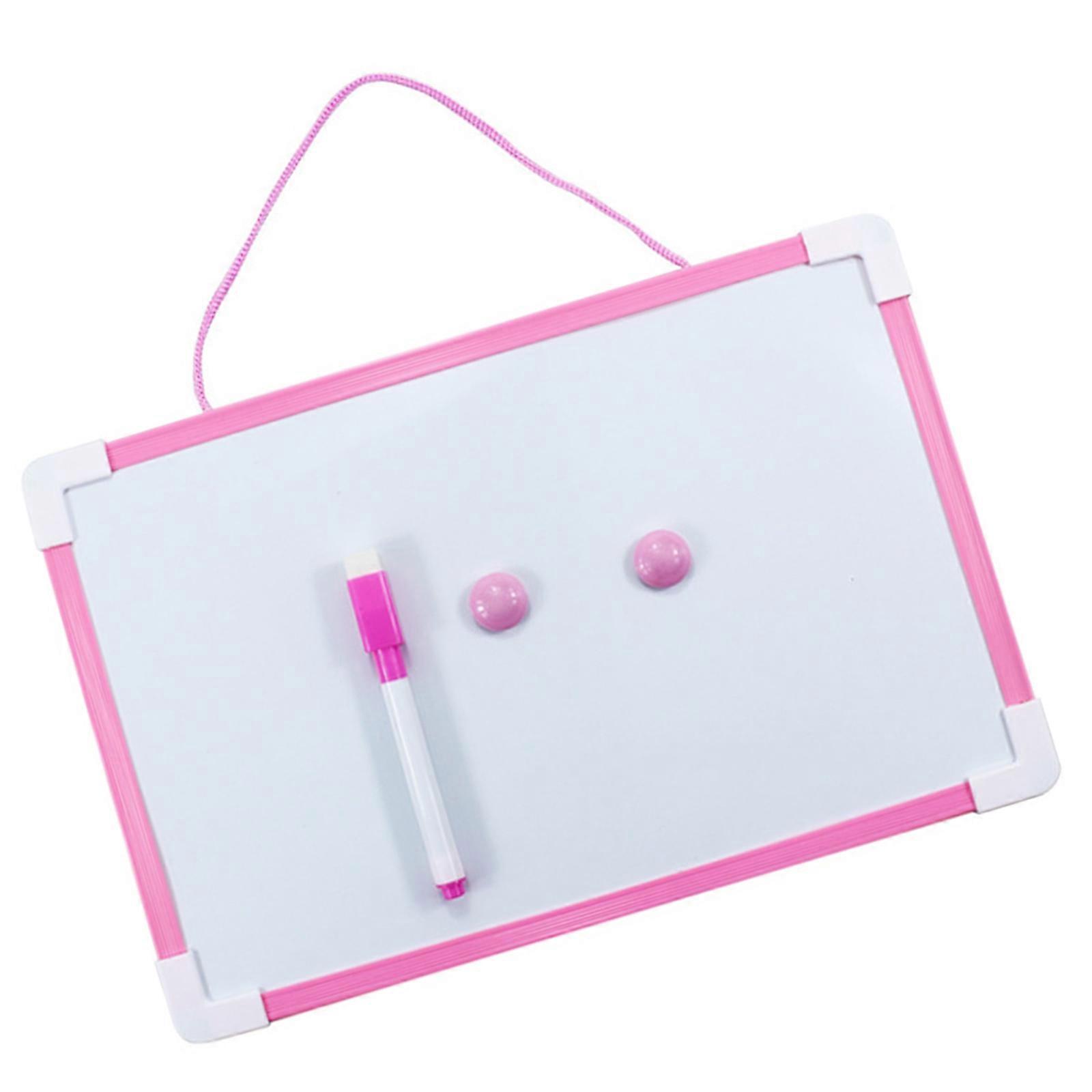 Magnetisches doppelseitiges Whiteboard Kleinkind Schreibbrett Zeichenbrett mit Marker und Magneten, hängendes Memoboard 29,7x19,7cm rosa