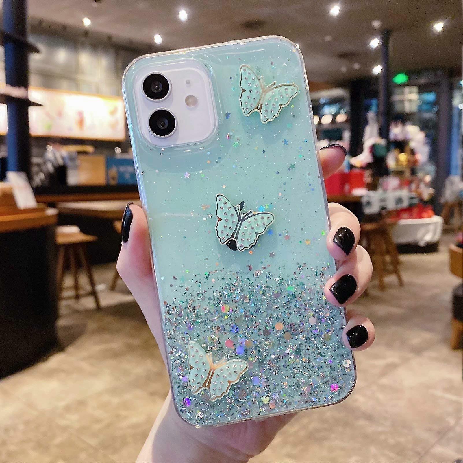 Crystal Glitter Case for iPhone 7 Plus/8 Plus, Soft Slim Silicone Cute Clear Sparkly Bling Butterfly Case