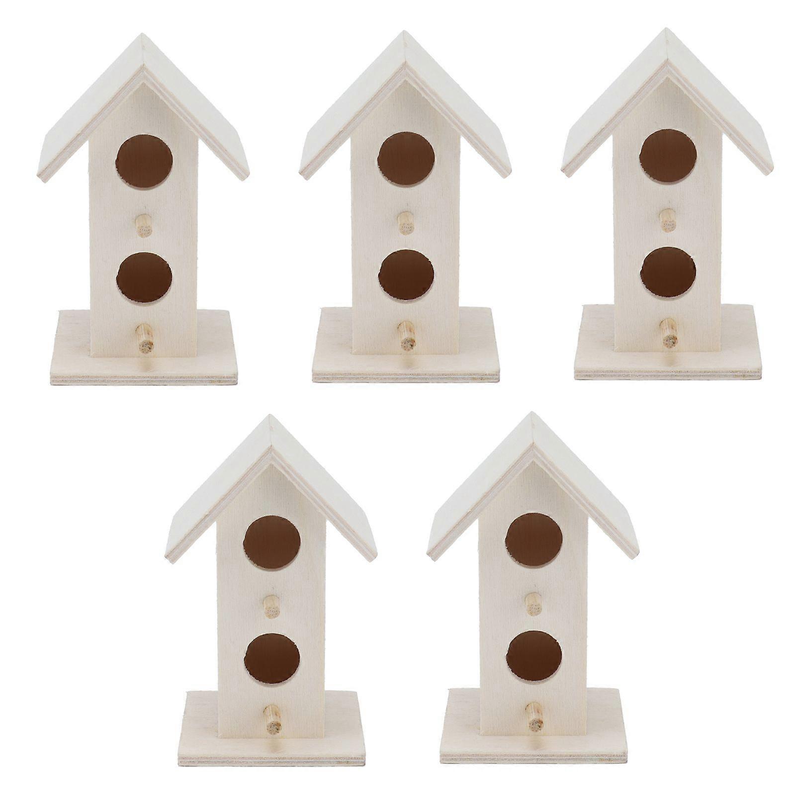 5Pcs κλουβί πουλιών κήπων πουλιών ξύλου Weatherproof που φωλιάζει για το Bluebird Finch Chickadee