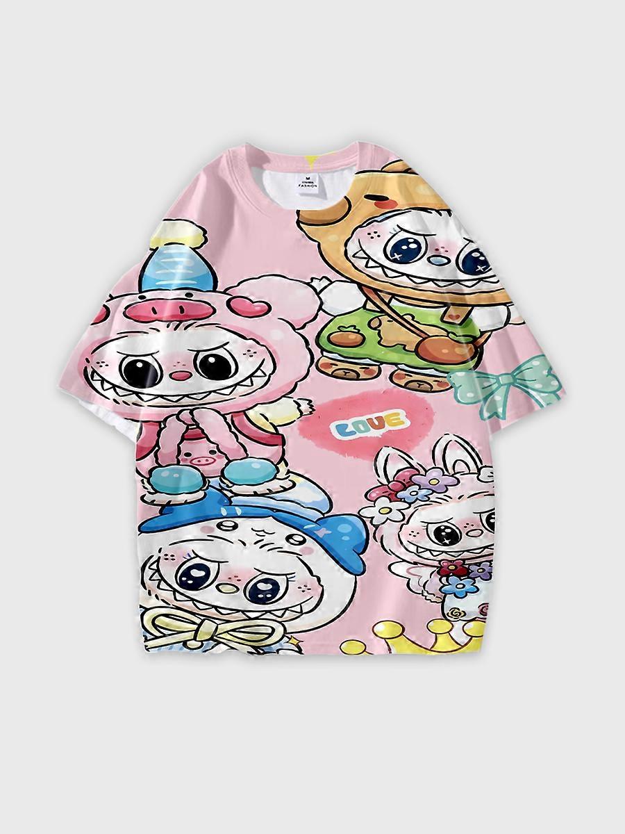 T-shirt round neck Pattern loose short sleeve P2984