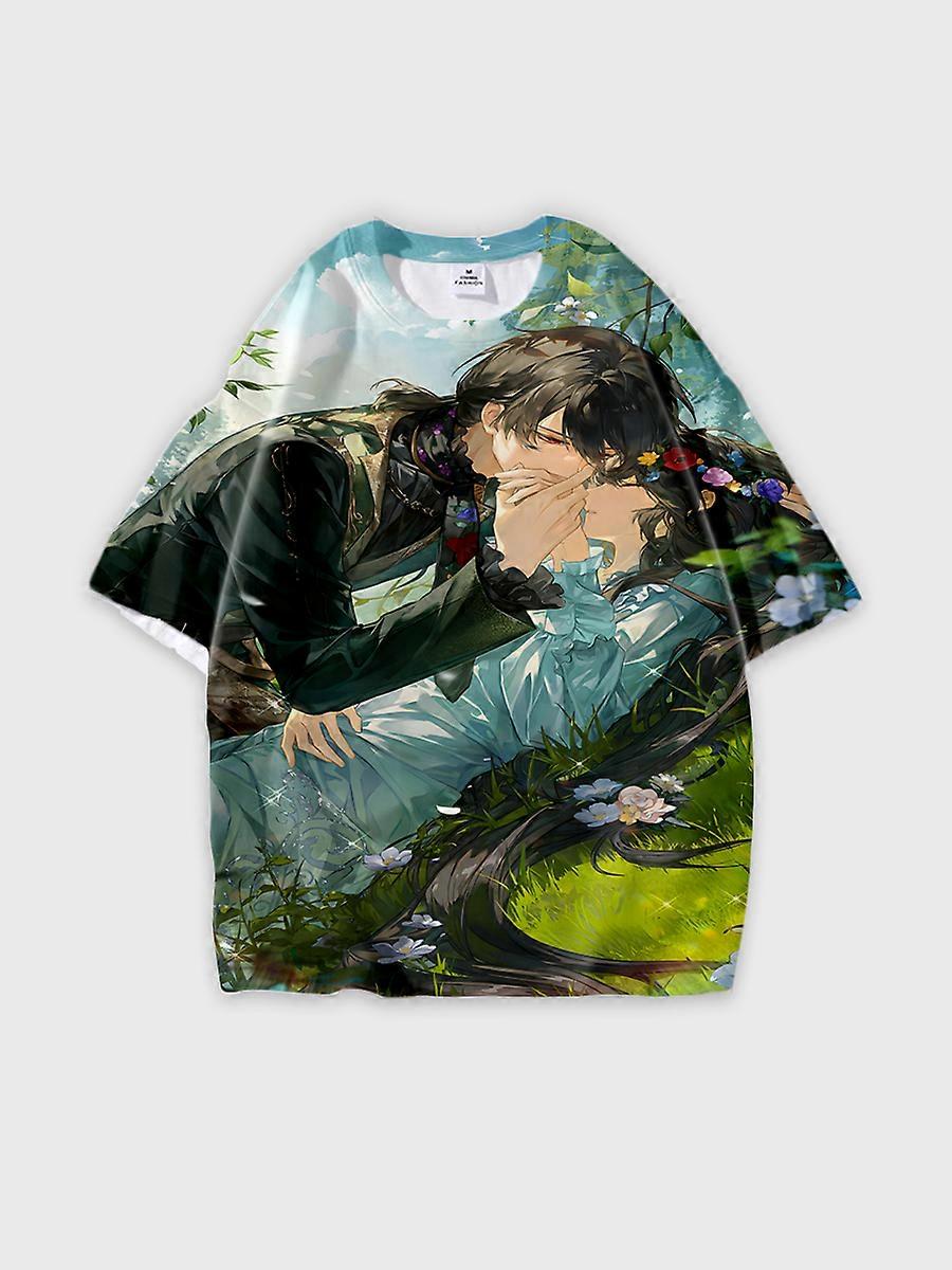 T-shirt round neck Role Pattern loose short sleeve E3607