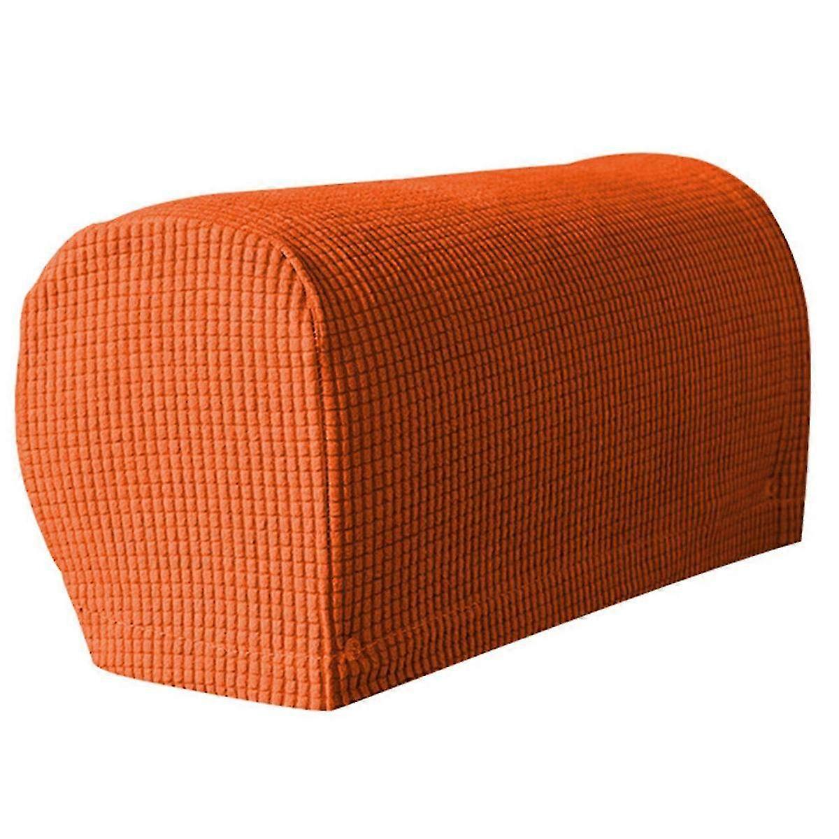 2-Pack Soft Stretch Plush Armrest Covers for Couch - Comfortable Orange Sofa Arm Protectors