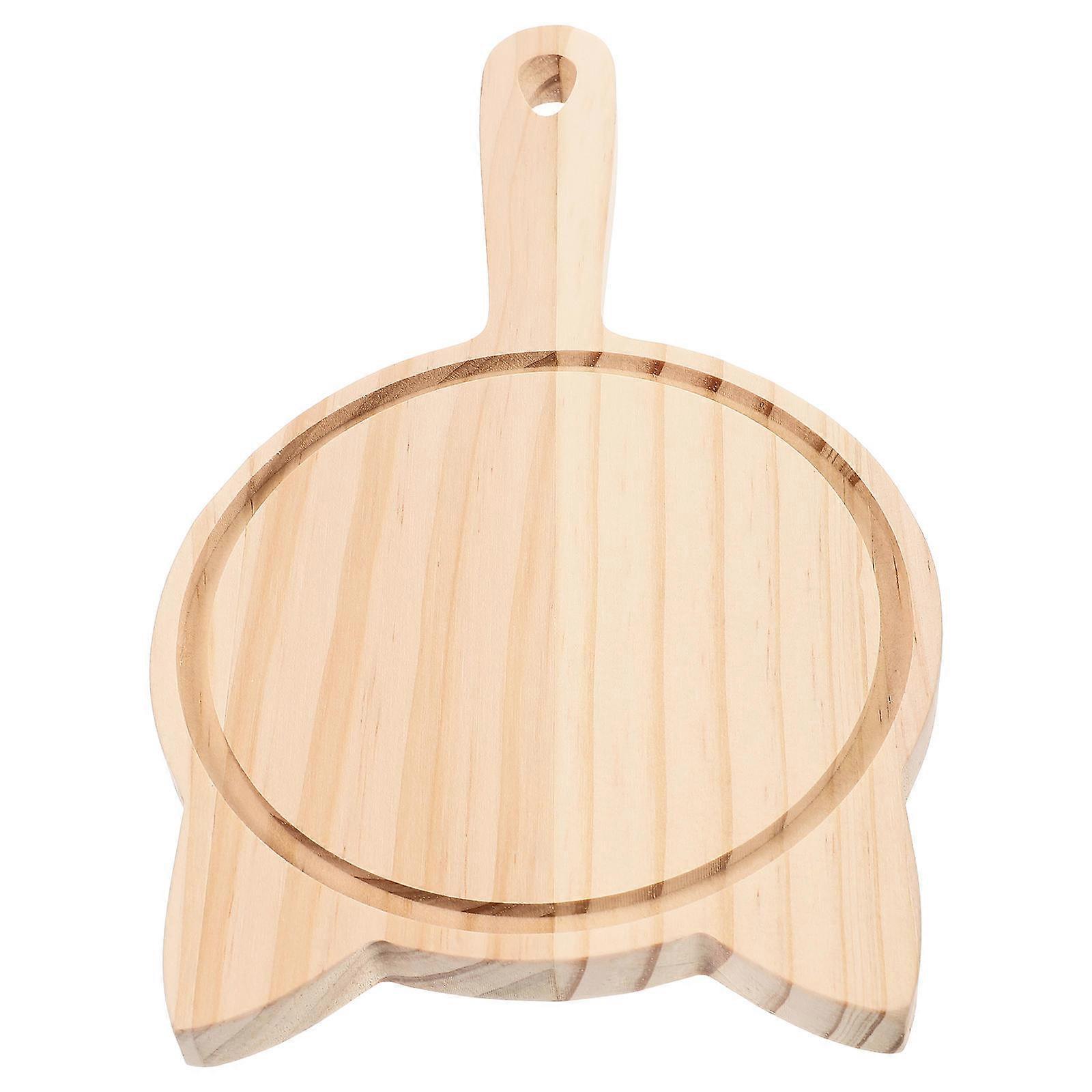 Wooden Pizza Peel and Serving Tray for Kitchen Use Handheld Steak Tray Portable Light Brown 12.5
