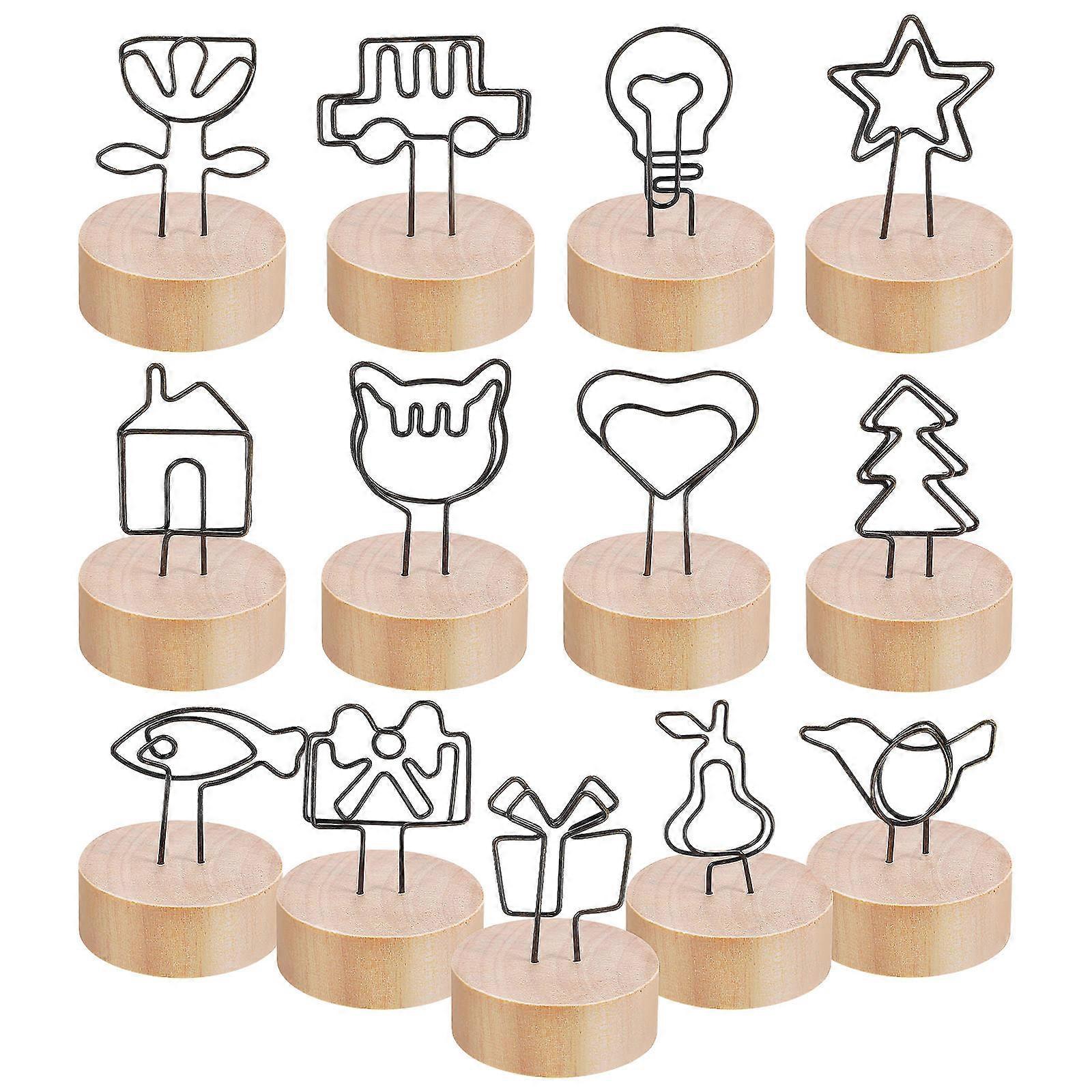 Wood Photo Clips for Display with 13Pcs Memo Clips and Place Card Holders
