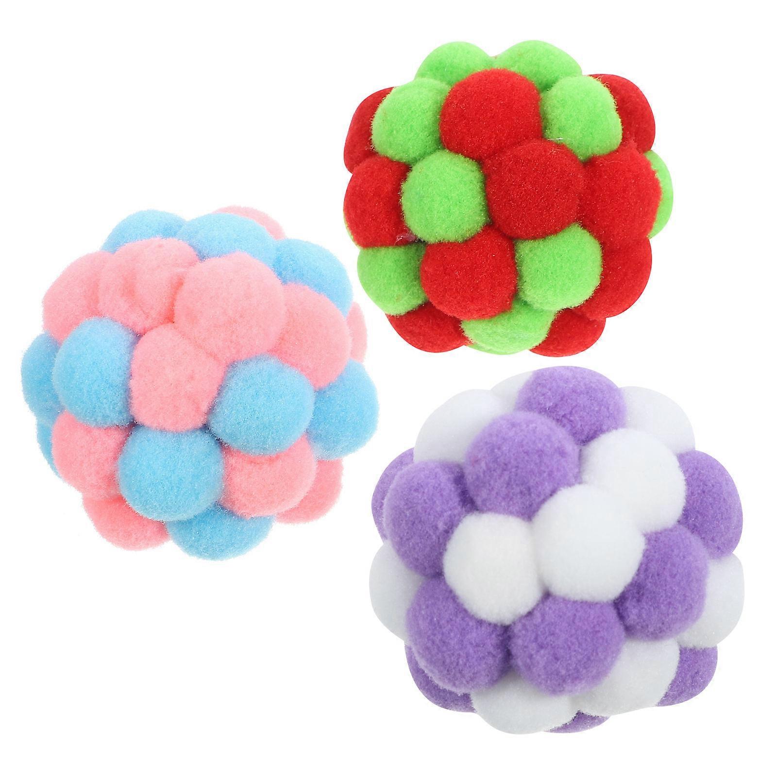 Fuzzy Cat Balls Curiosity Stimulation Exercise Cat Owners Assorted .00X4.00X4.00CM 3Pcs