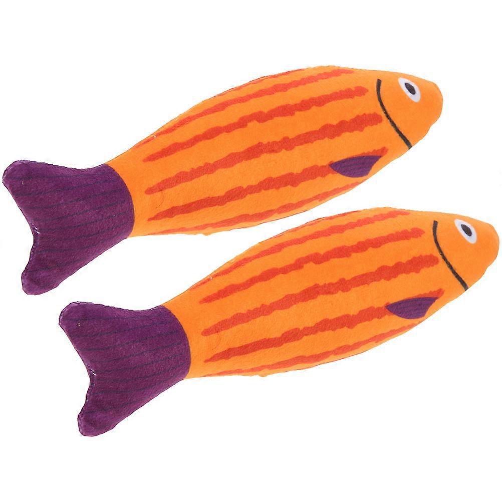 Orange Catnip Plush Cat Toy for Chewing and Teething 2Pcs Fish Model