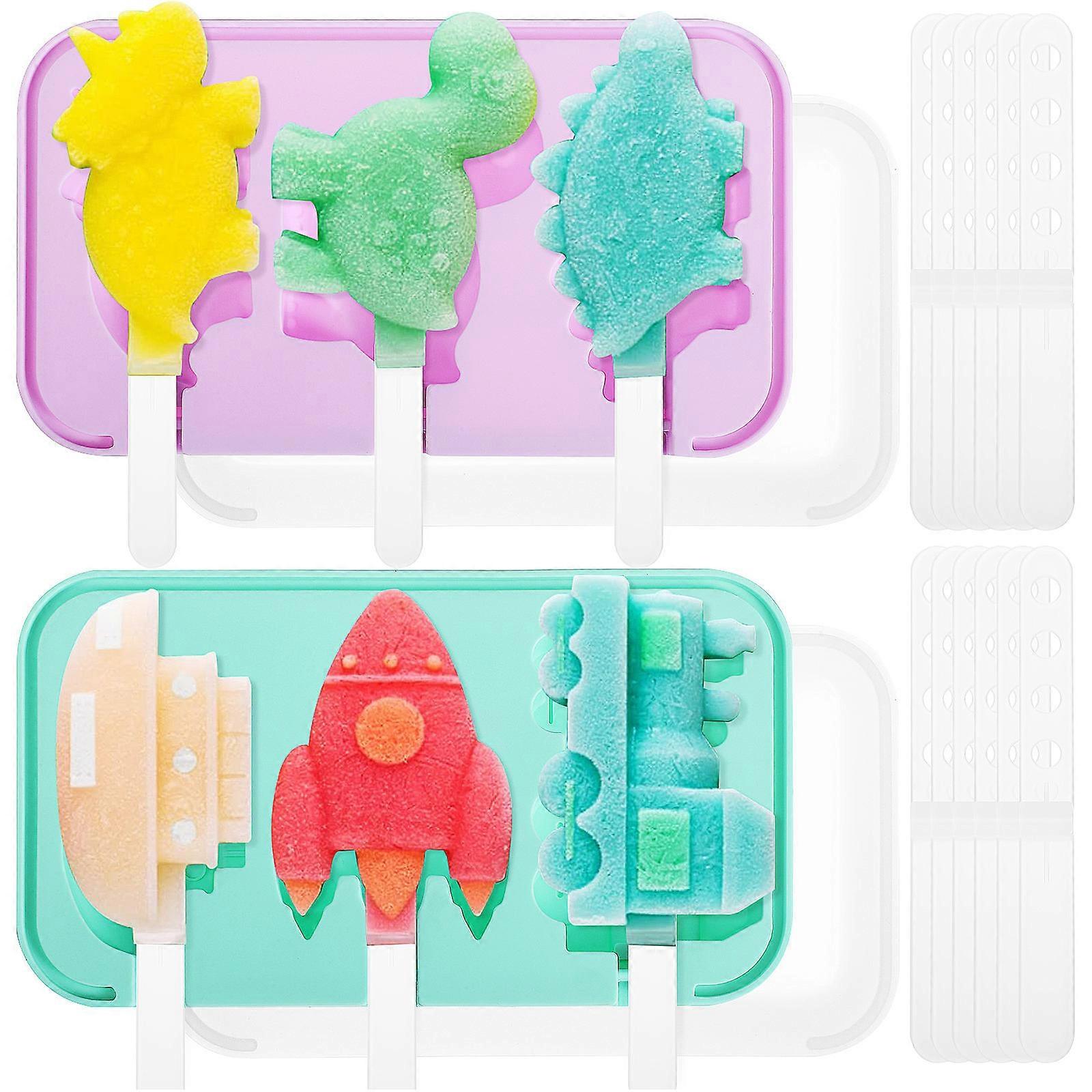 Silicone Ice Cream Mold 2Pcs Assorted Color Creative Shapes for Home Use
