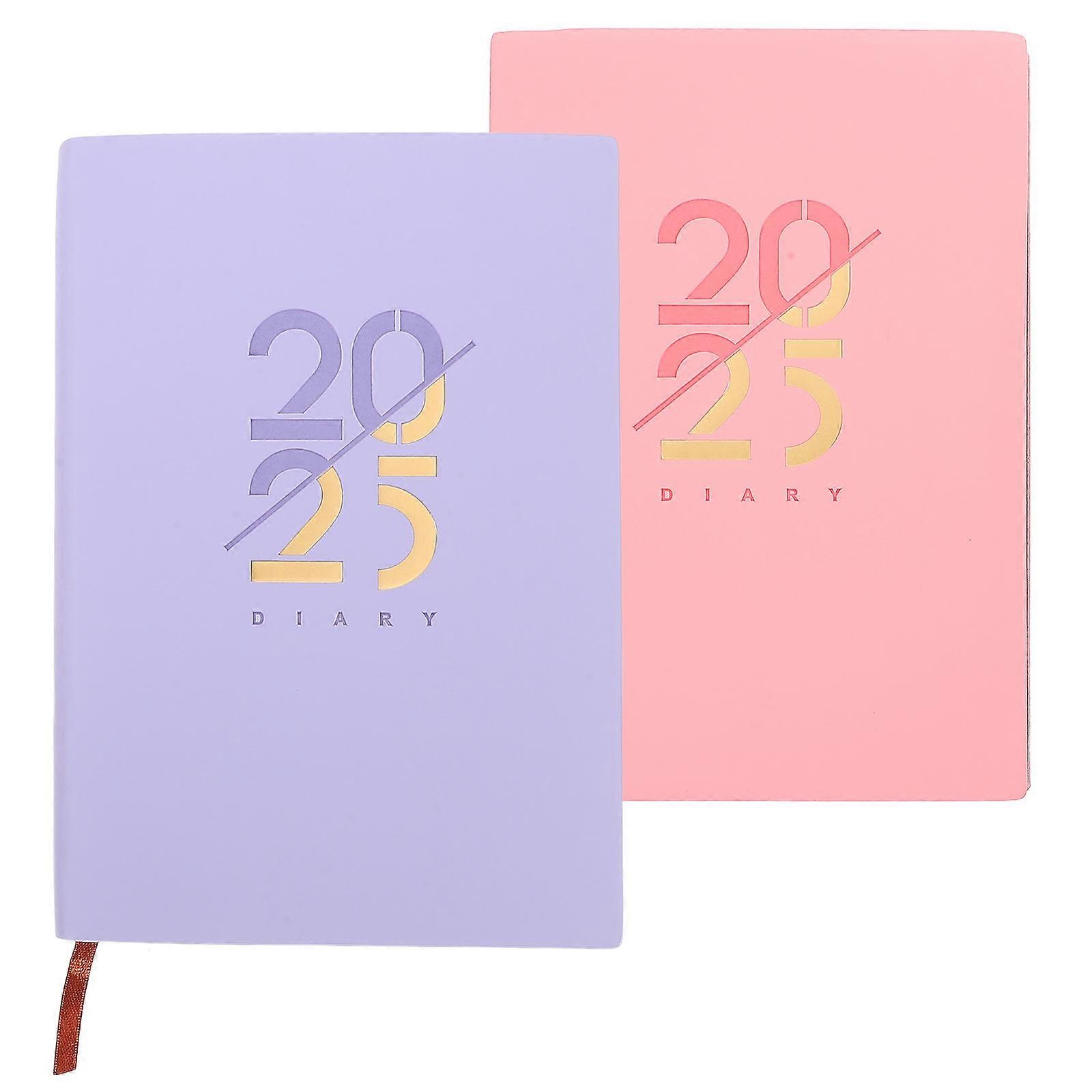 Assorted Color Academic Planner 2025 for Daily Writing with High Durability and Fine Workmanship 2pcs