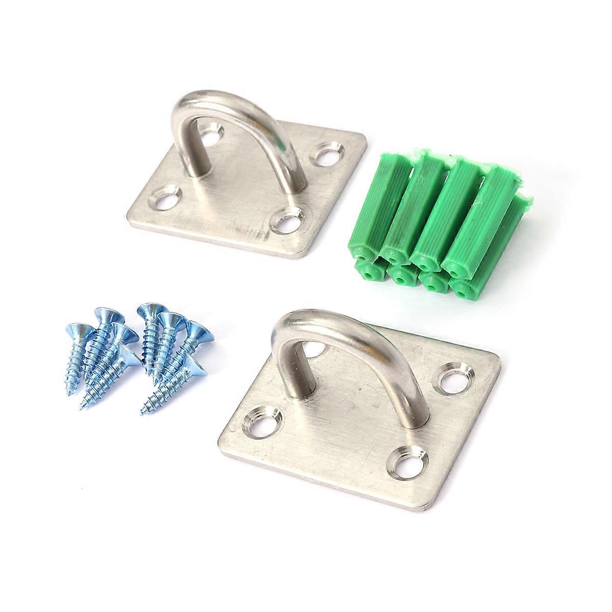 2 PCS Stainless Steel U Shaped Ceiling Hooks with Accessories Size Medium (Silver)