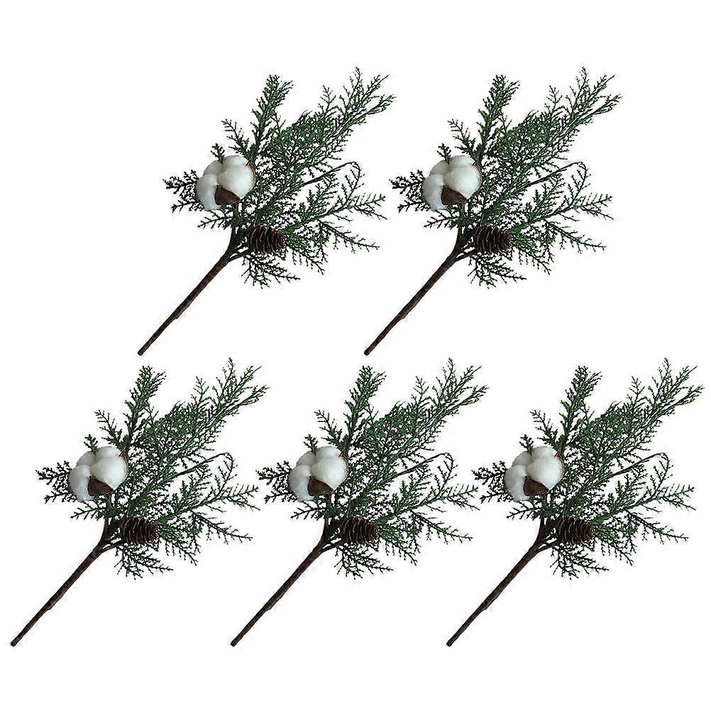 Artificial Branch Evergreen Leaves Decorative Item For Home Decoration Diy Projects 33X17cm Green Plastic Low Maintenance 5Pcs