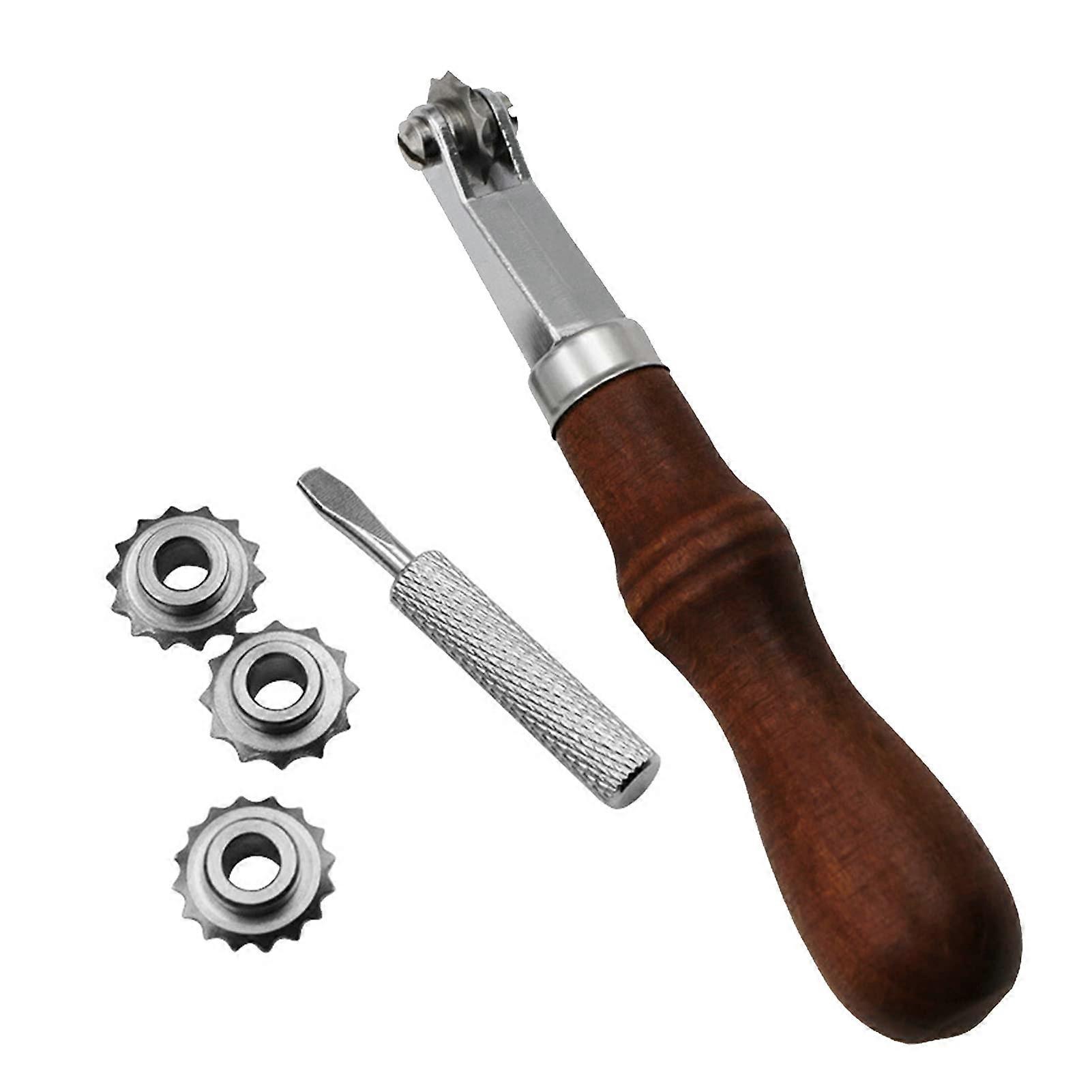 Leathercraft Spacer Tool 4PCS Sturdy Wooden Handle, Easy to Grip, Stitching Groover, Edge Creaser