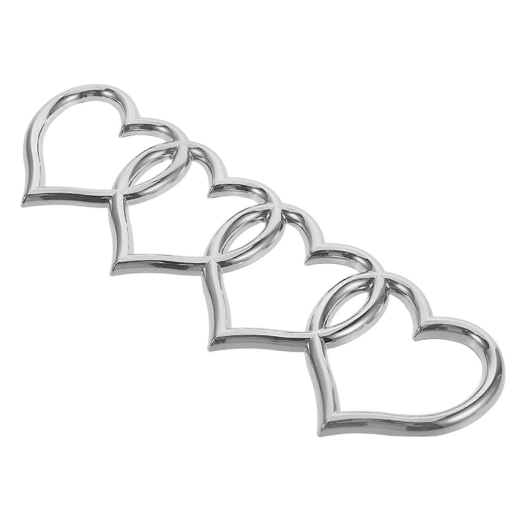 Heart Car Sticker Modified Rear Emblem Decoration Unique Design for Vehicle Durable Easy to Install Silver Heart for Trunk