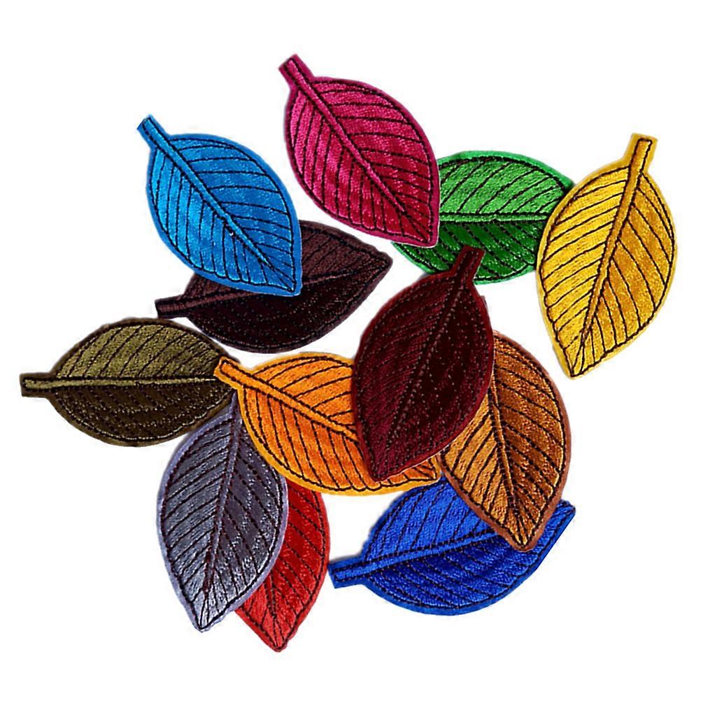 Frunze Patch-uri de broderie pentru haine Țesătură de culoare asortată Aplicate Patch-uri de cusut 12buc