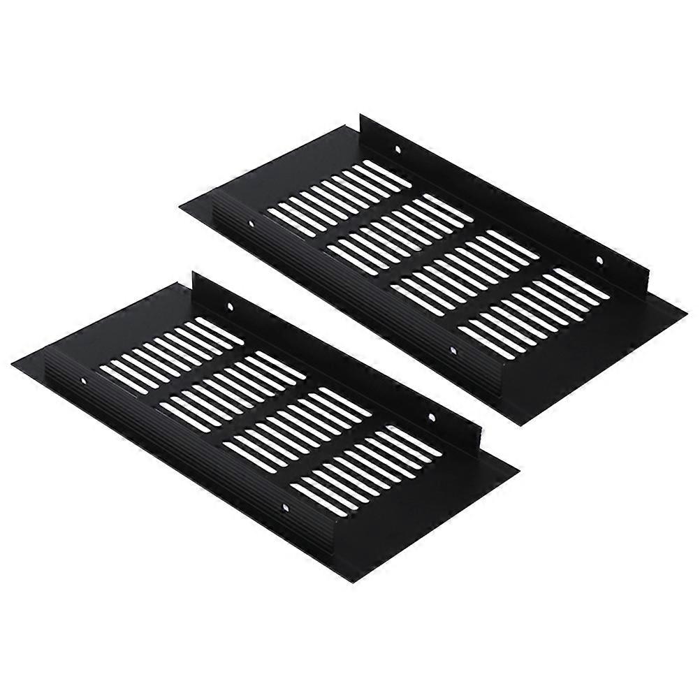 Rectangular Vent Cover Mesh Fashioned From Durable Aluminum Alloy For Cabinets And Wardrobes In Black For Optimal Ventilation In 2Pcs