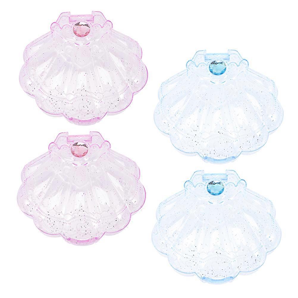 4 Pack Assorted Color Clear Shell Shaped Storage Box for Kids Jewelry and Candy Organization