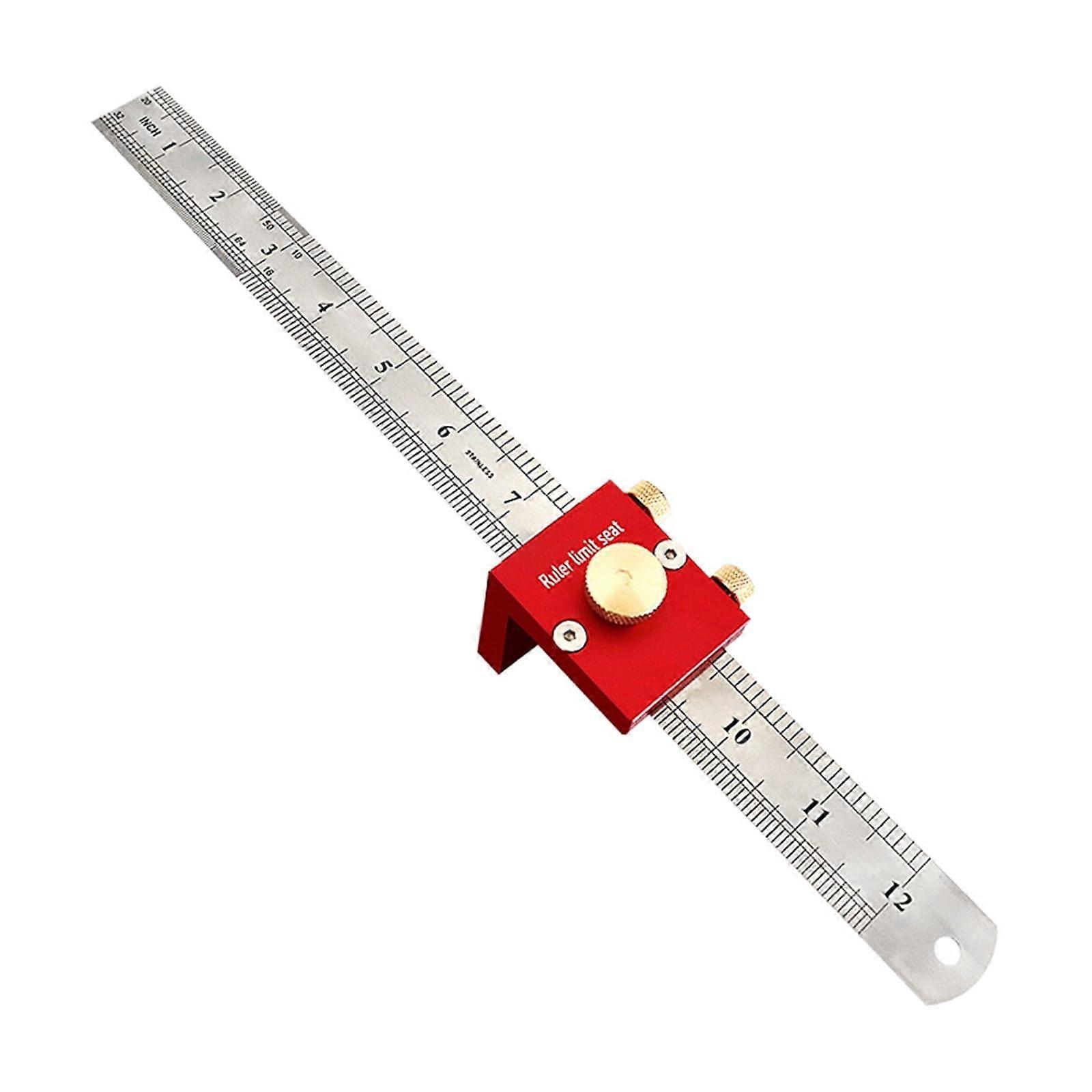 Precision Steel End Gauge Set, 30 cm/12 Inch Scriber Ruler, Adjustable 90 Degree Drawing Marking Gauge