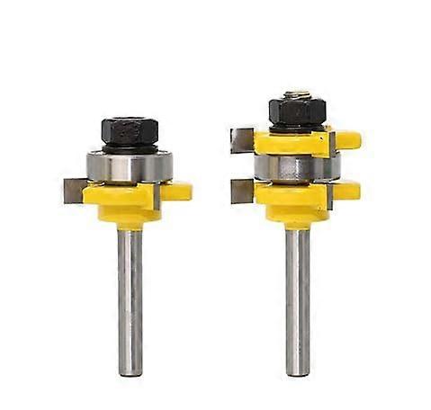Tongue and Groove Router Bit Two-Piece 3-Teeth 1/4-Inch Shank T-Shape Wood Cutter for Engraving and Trimming Machines