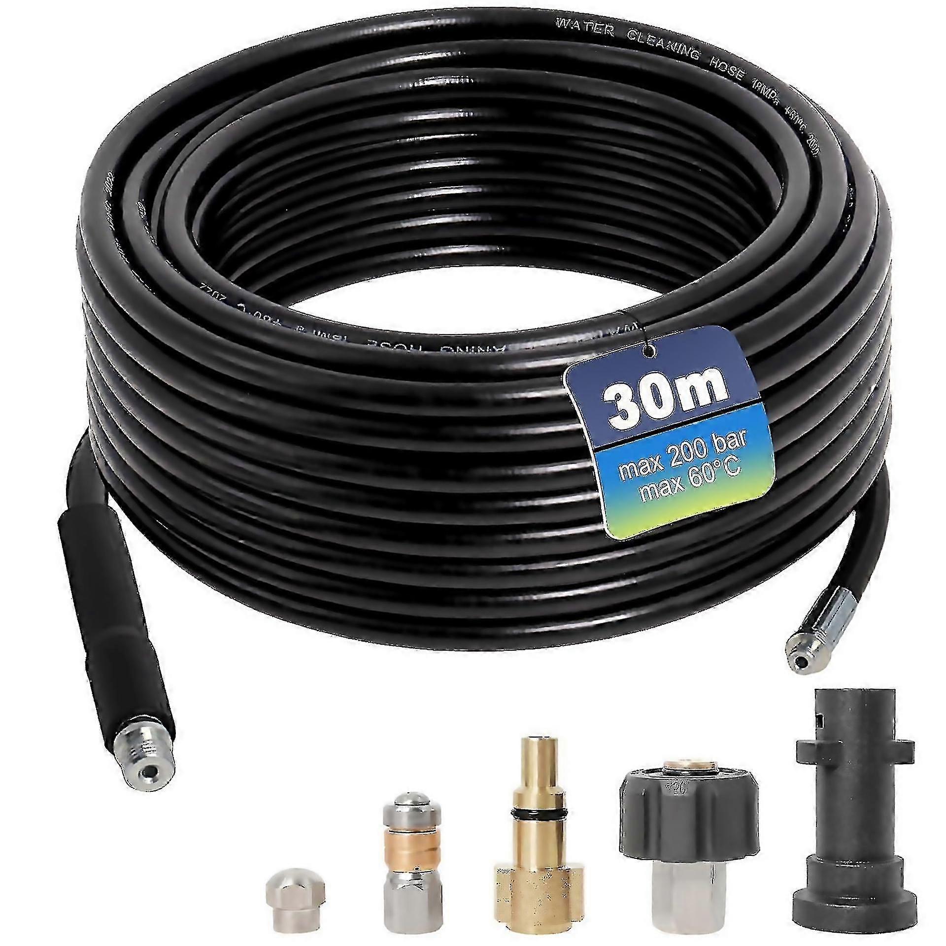 For 30m High Pressure Washer Hose Drain Pipe Cleaning Set Adapted To Lavor Lava Karcher K Household Pressure Washer Suitable For Cleaning Sewer Pipes