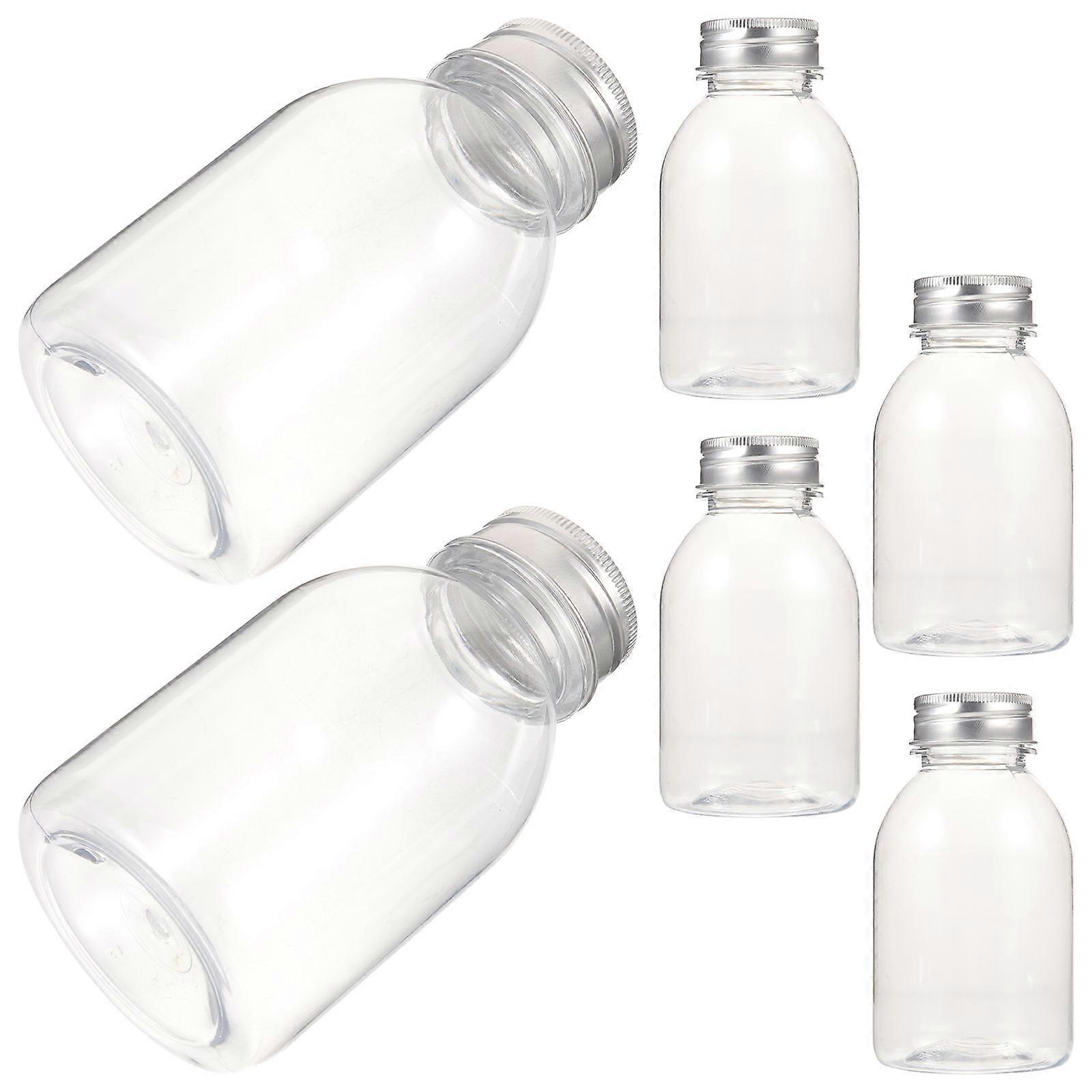6Pcs Empty Milk Bottles Clear Beverage Bottles Transparent Juice Bottles Sealing Caps Milk Bottles