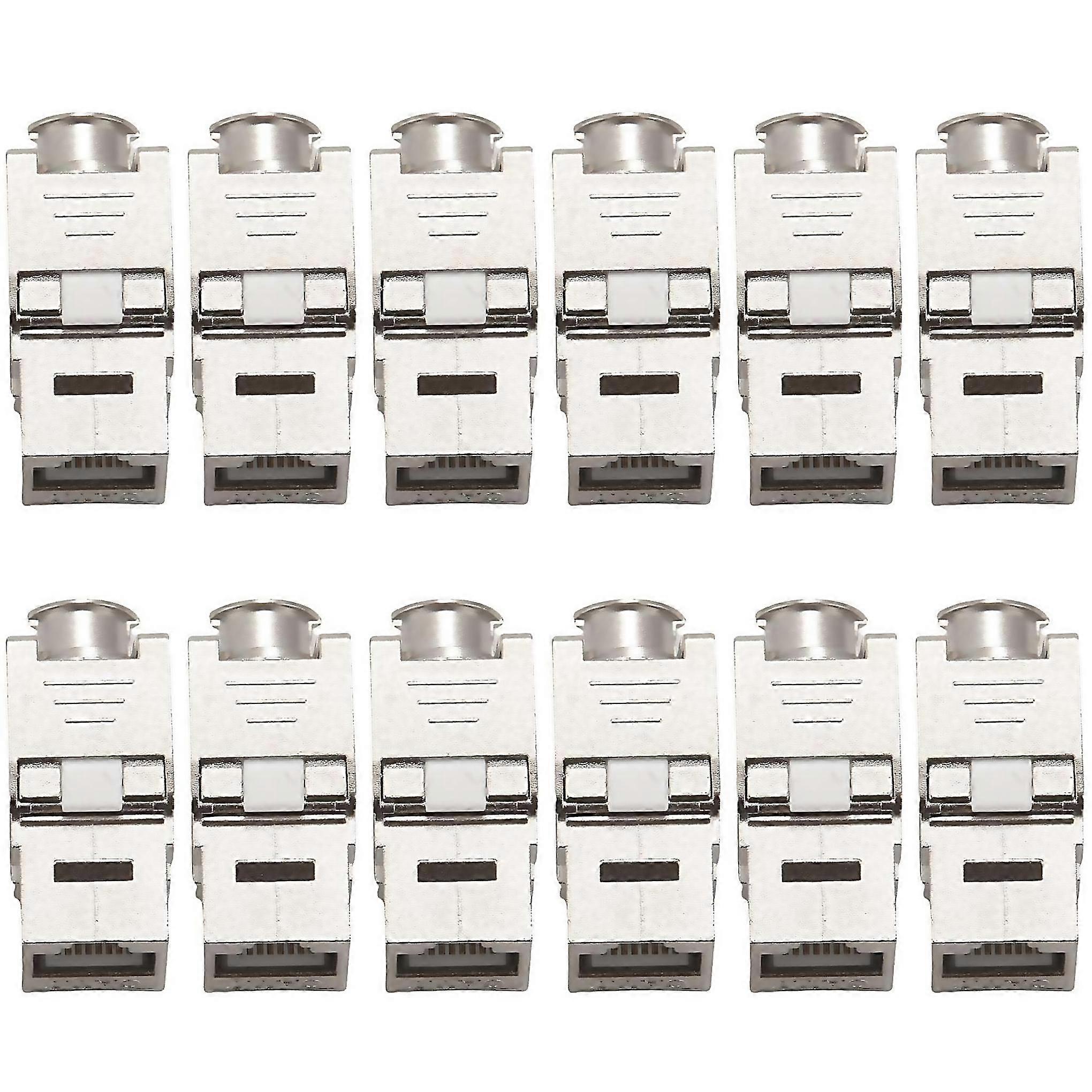 For 12 Pcs Rj45 Cat7 Zinc Alloy Network Jack Connector Adapter