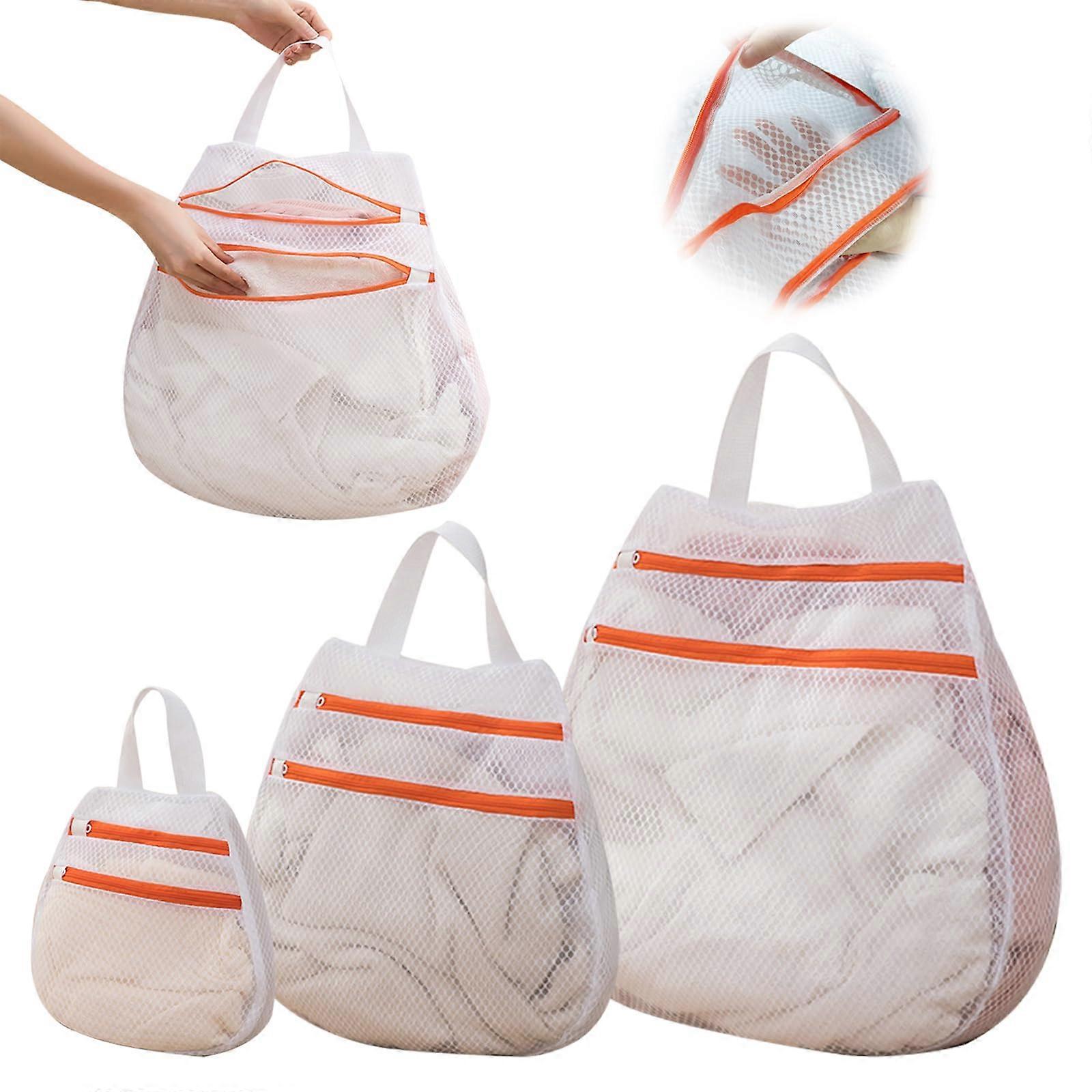 Laundry Net Bag for Washing Machine - Pack of 3 Reusable Mesh Laundry Bags with Zipper for Delicates, Blouses, Underwear