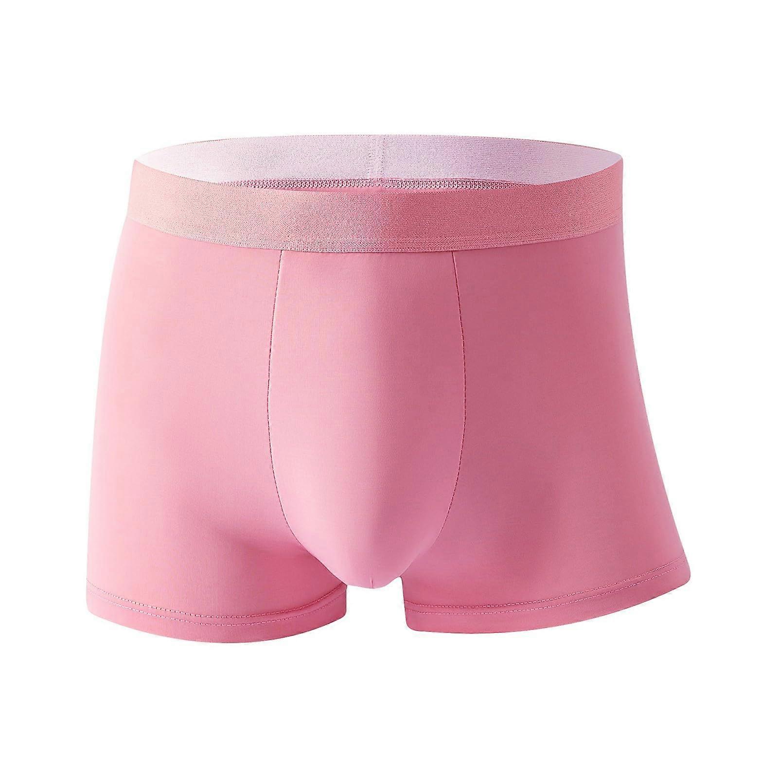 Comfortable Men's Underwear Soft Retro Shorts Wetlook Trunks 3D Pouch Breathable Size XL Available in Pink