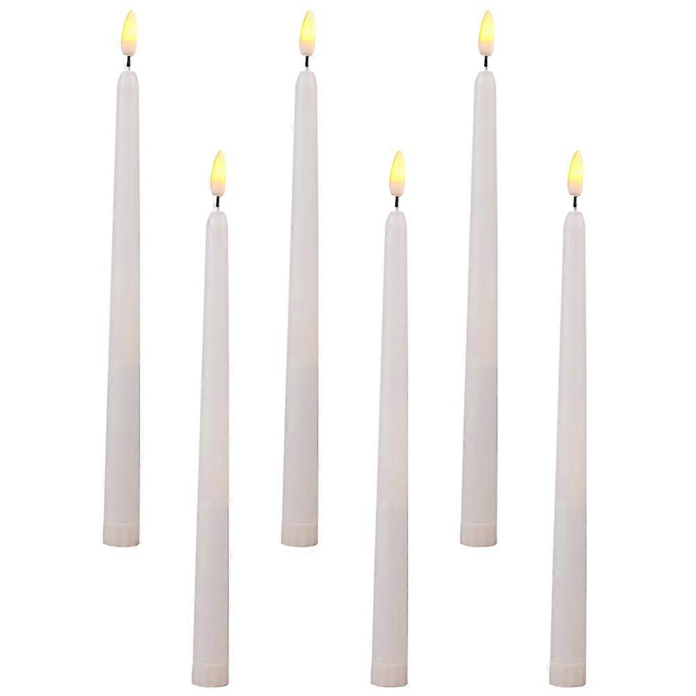 White Plastic LED Candle for Lighting Create Warm Atmosphere Battery Operated 6pcs
