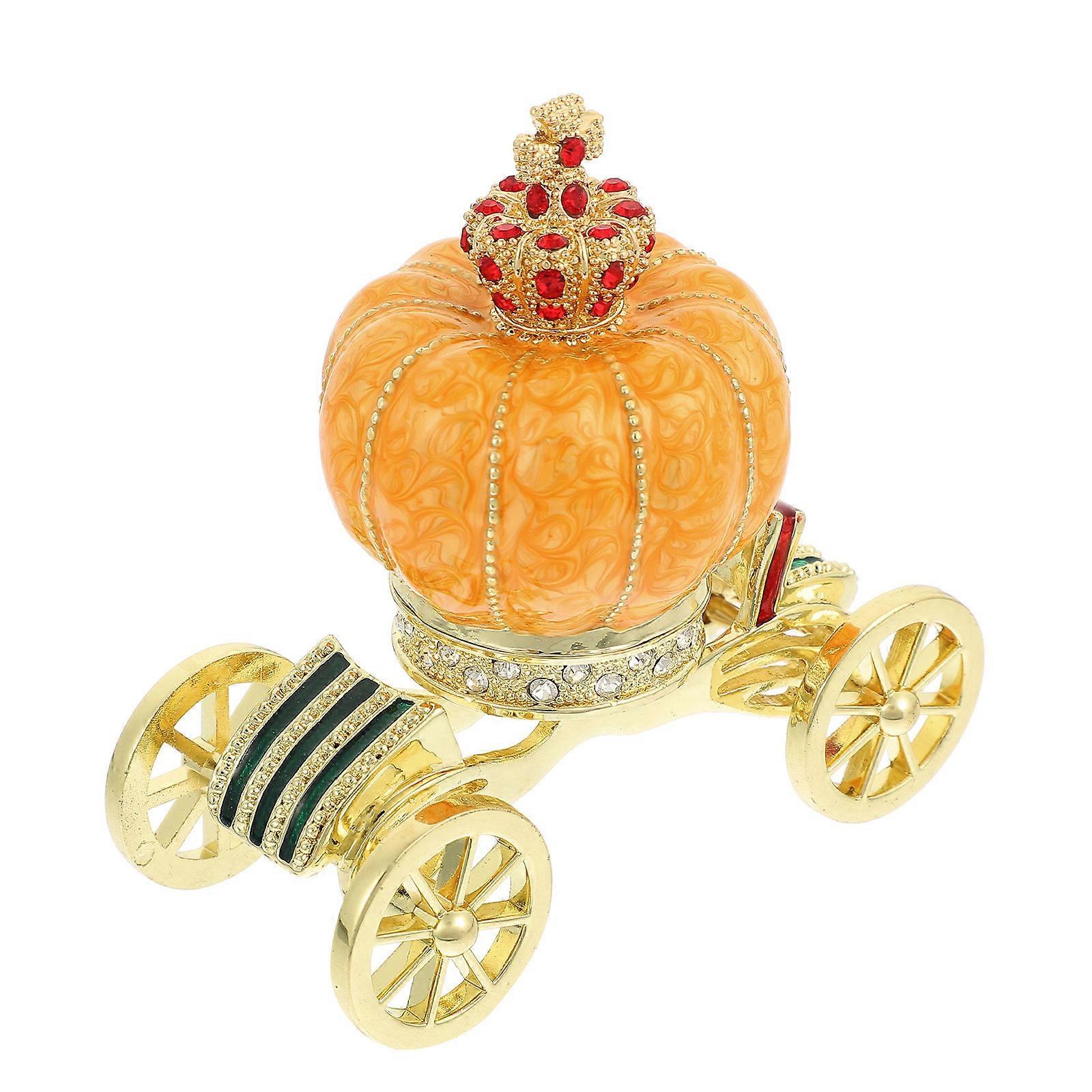 Stylish Orange Pumpkin Carriage Decorative Box For Storing Small Gifts 8.8X8.8X4.8CM 1Pack