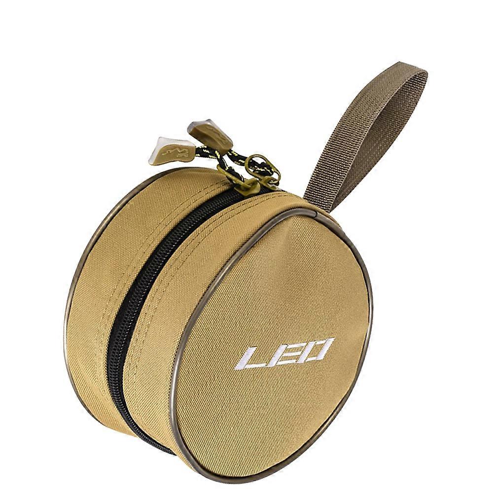 Khaki Round Fishing Storage Bag, Portable Outdoor Pouch, Single Layer Shockproof Protective Organizer for Travel