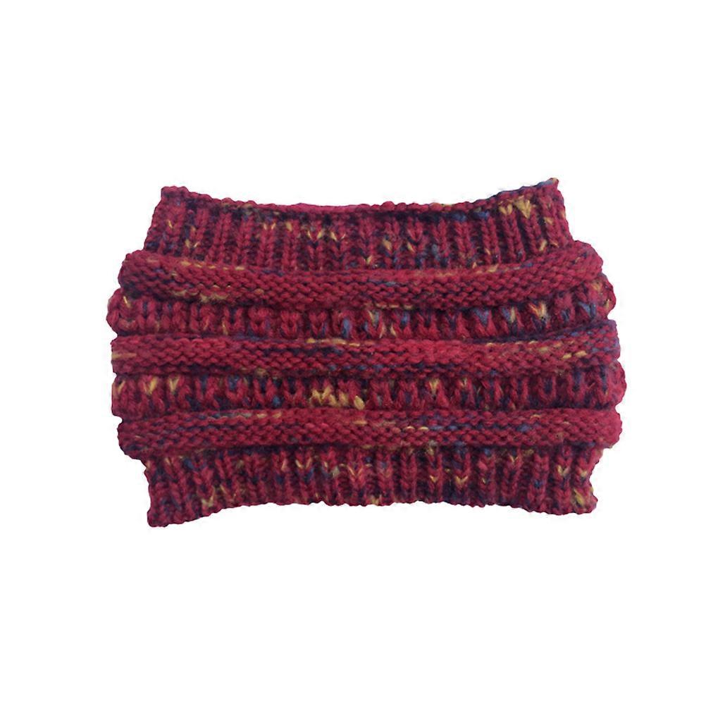 Red Woolen Yarn Knitted Ponytail Hat for Warmth Lightweight Fashionable Fit Size 0.