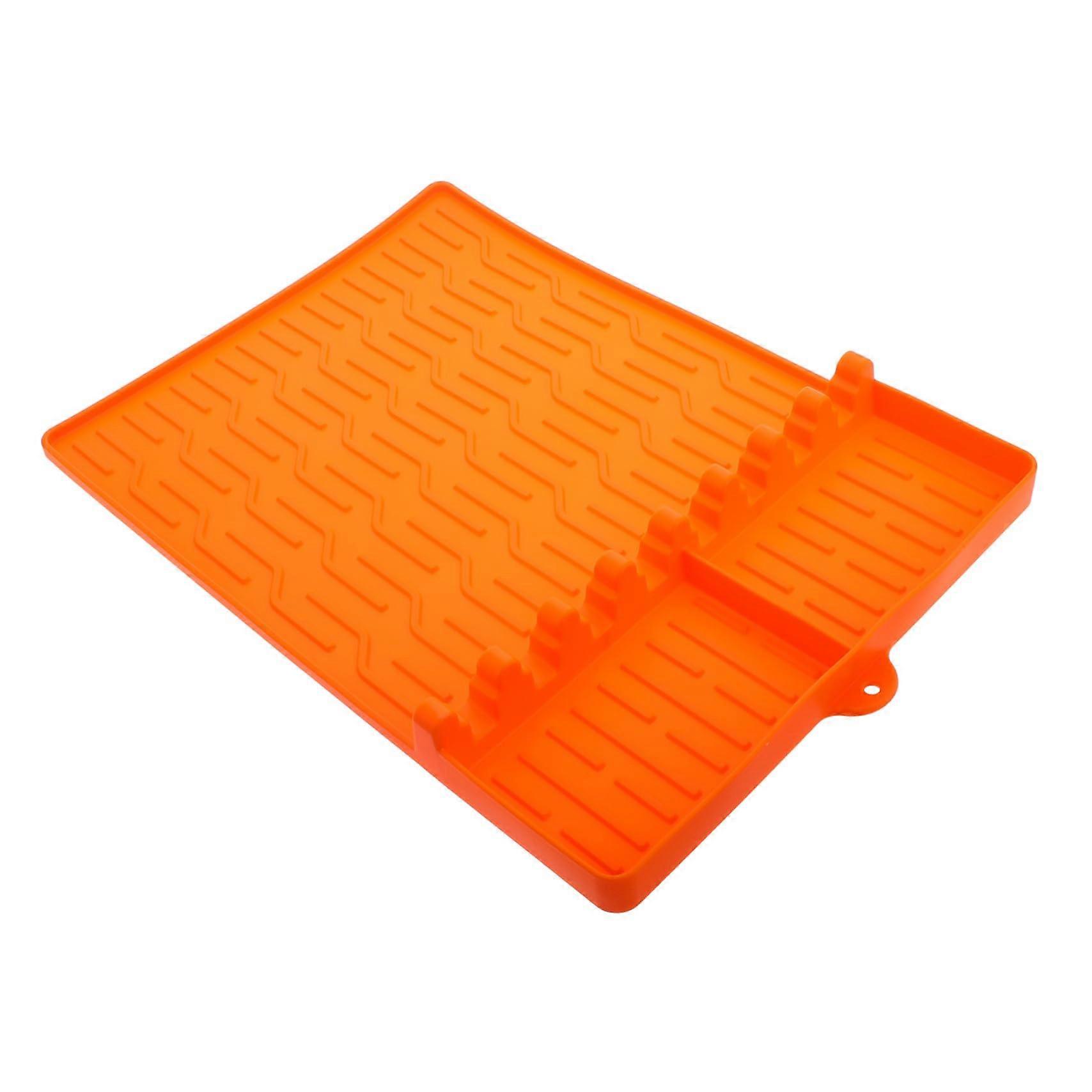 Silicone Baking Tool Mat Orange Grill Mat Spatula Mat for Outdoor BBQ Cooking