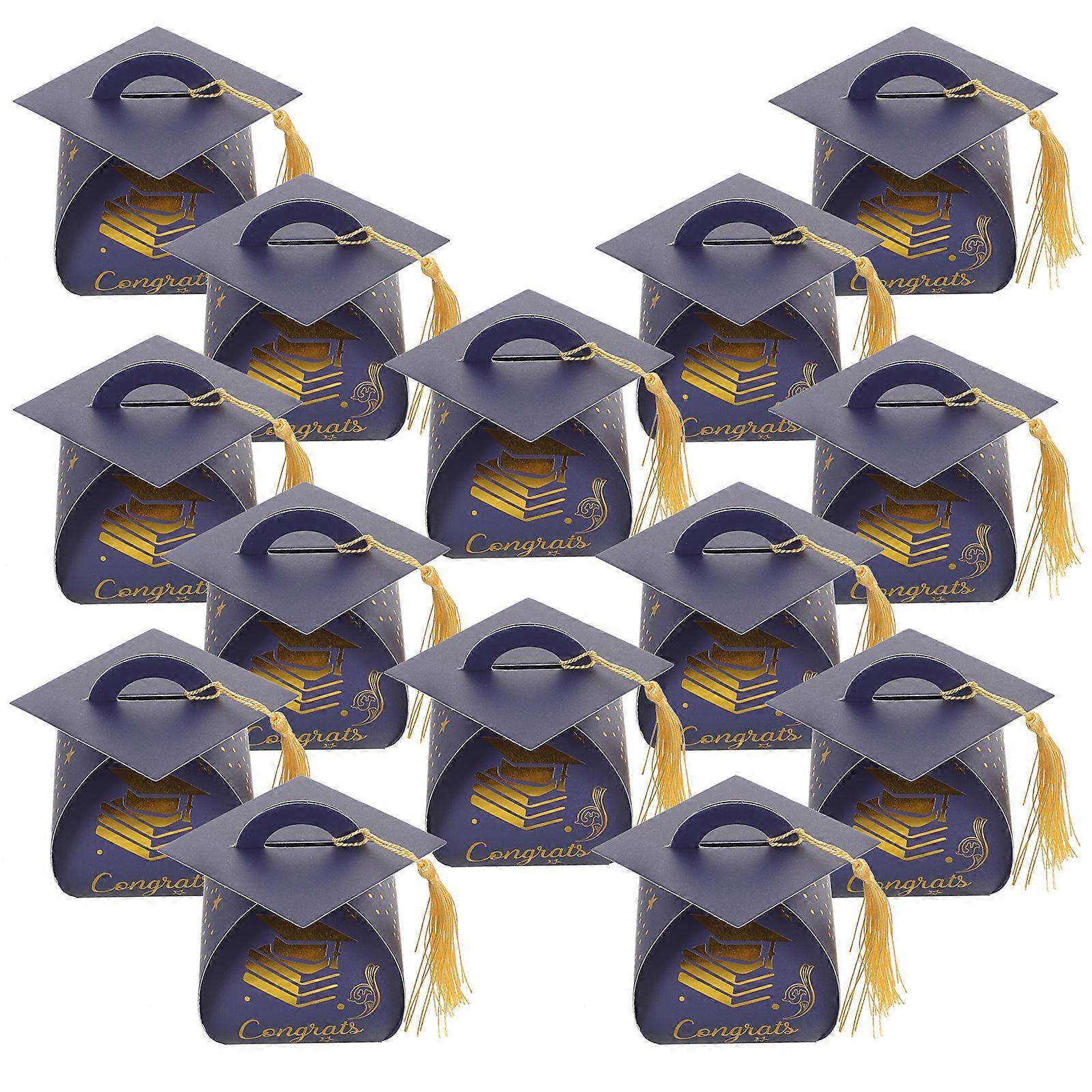 Graduation Season Candy Packaging 50Pcs Doctoral Hat Shape Gift Containers For Students Guests With Appearance