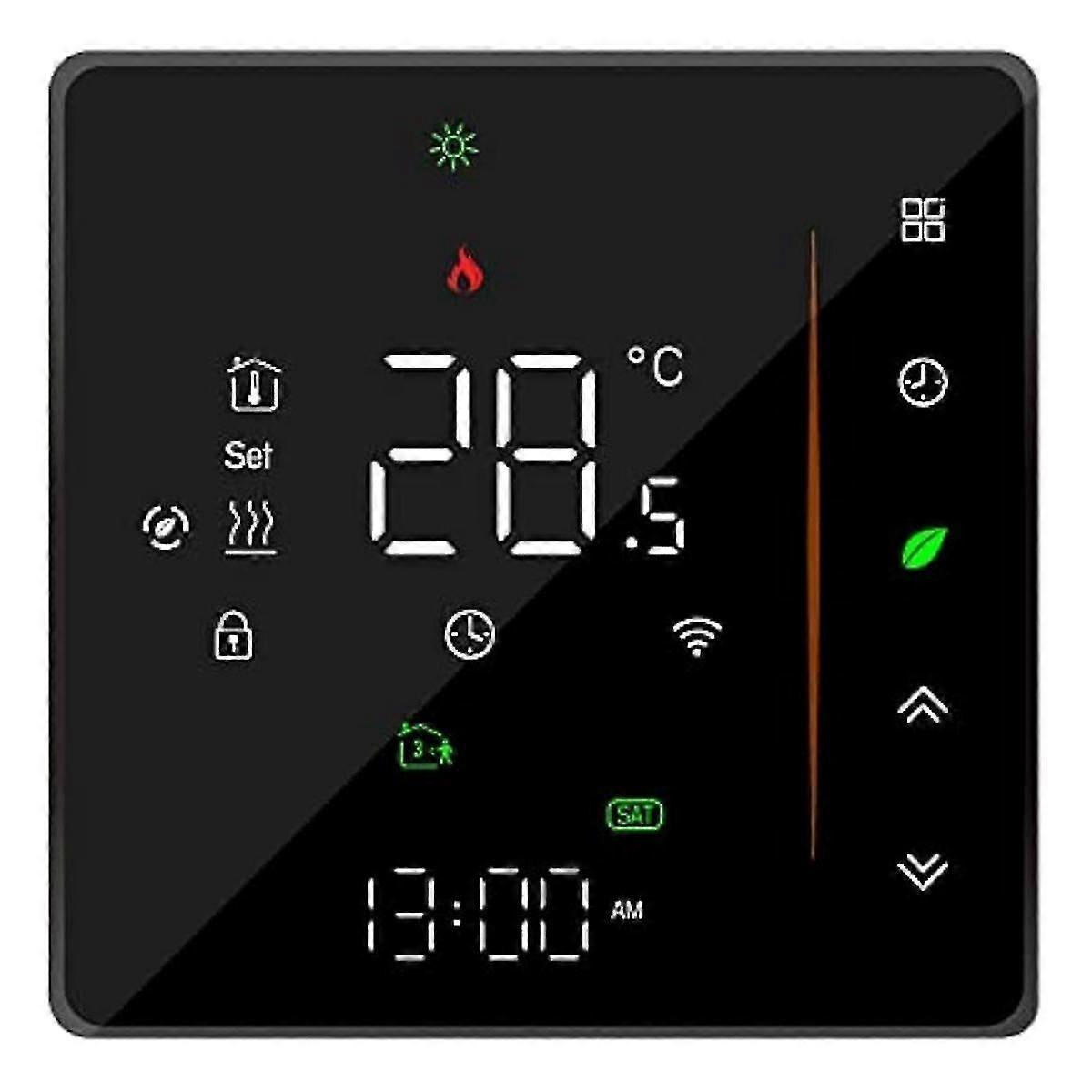 WiFi Smart Thermostat Temperature Controller Weekly Programmable Supports Touch Control-3A Black