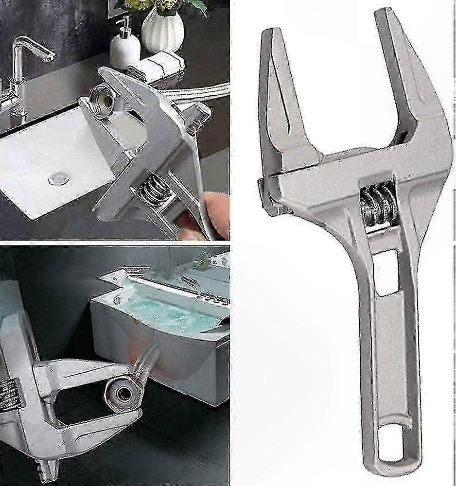 Adjustable Wrench with Ultra-Thin Design, 16-68mm Range, Silver Finish