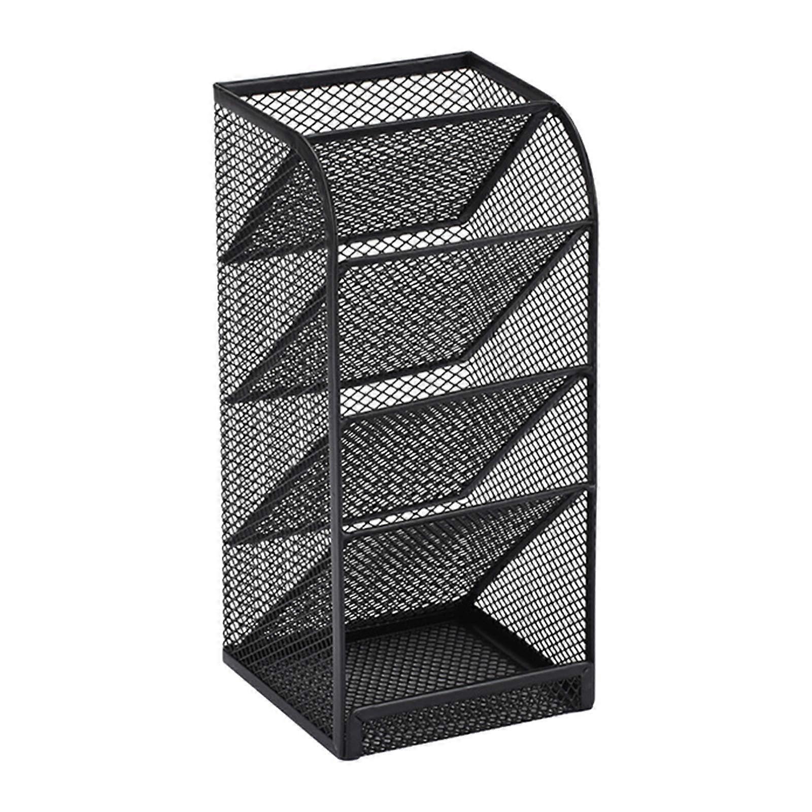 Mesh Cosmetic Shelf Holder Slanted Metal Space 5Tier Versatile, Sturdy Mesh Desk Organizer for School, Black