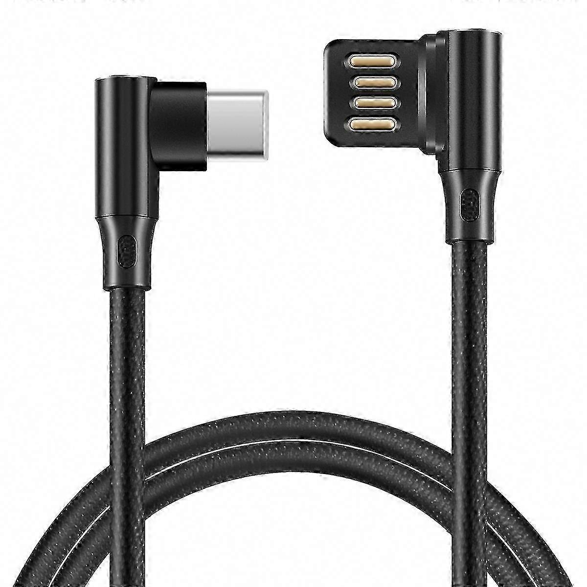 90 Degree USB-C to USB 2.0 Angled Cable, 15cm Left/Right Data Cord for Phone & Tablet with Sleeve