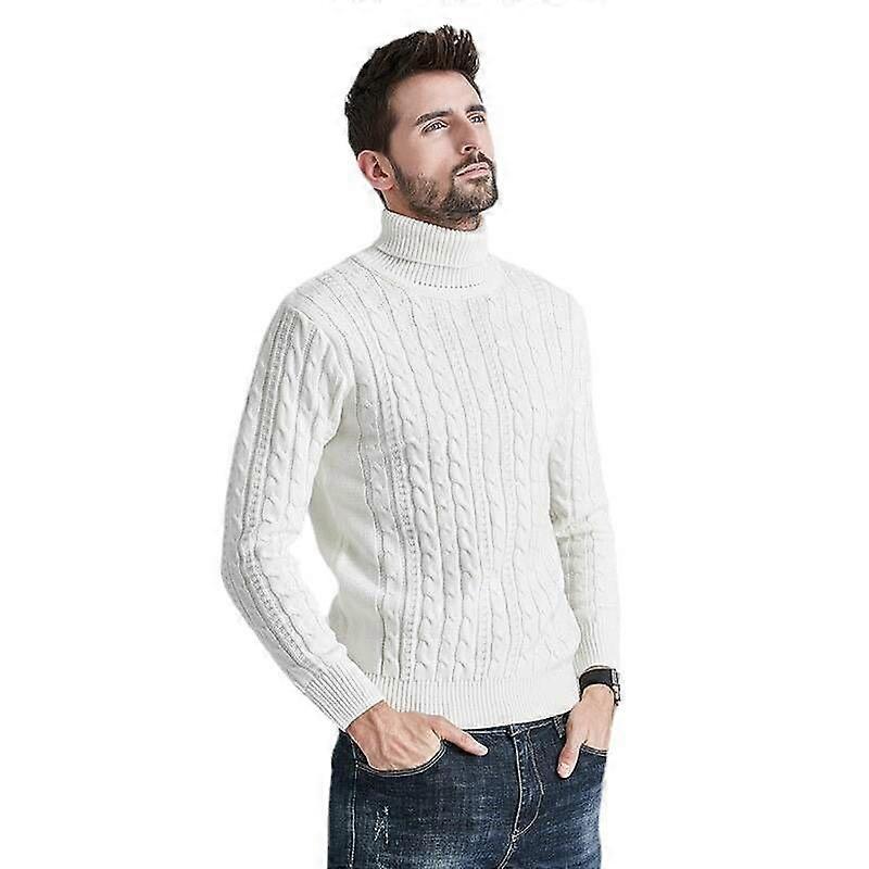Man's Winter Turtleneck Jacquard Knit Sweater