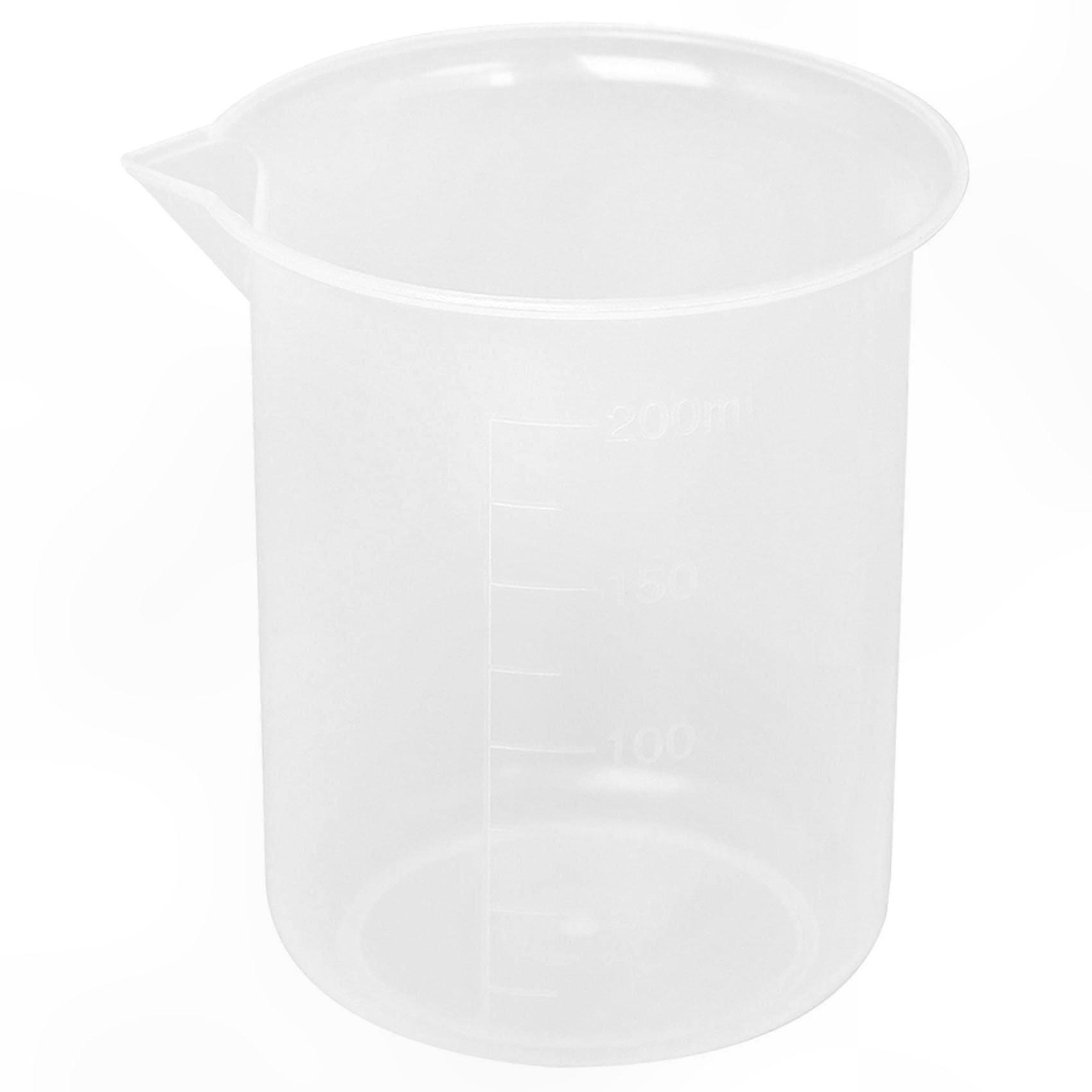 Clear Plastic Measuring Beaker Set, 200mL Graduated Cups with Lids, 2-Pack Thicken Lab Jug for Kitchen Use