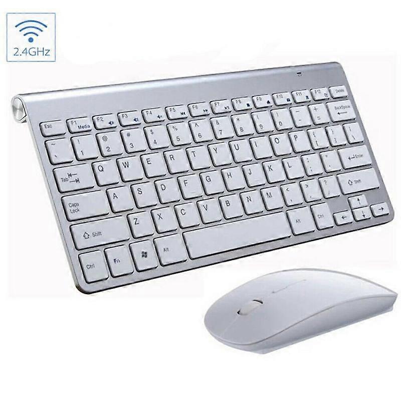 Mini Wireless Keyboard and 2.4G Optical Mouse Set 1200DP Gaming Mouse Pad - Silver