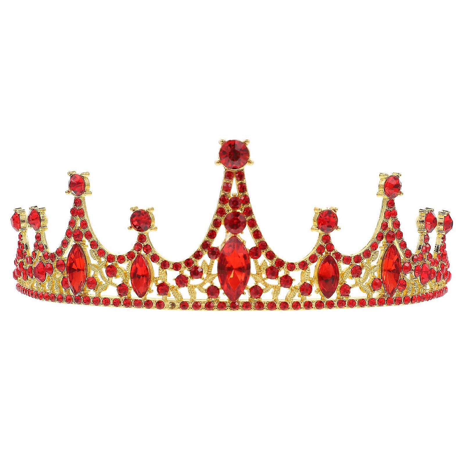 Golden Baroque Style Rhinestone Tiara for Decor Lightweight Alloy Material Comfortable to Wear