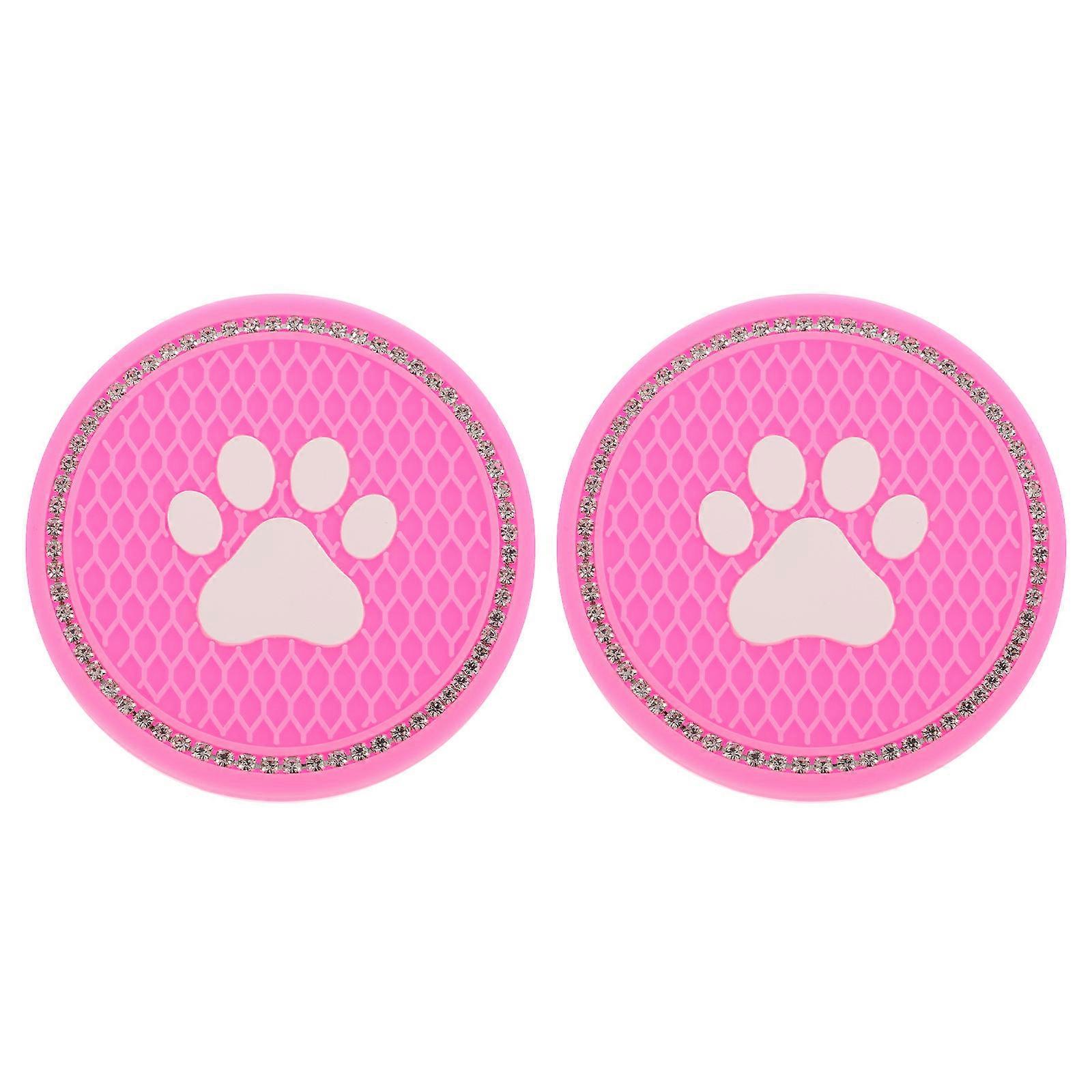 Coasters for Drinks Decor Pvc Pink to Protect Car Surface 2Pcs