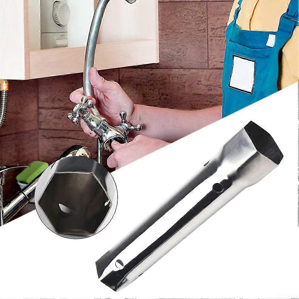 Stainless Steel Faucet Wrench Tool with Strainer Basket Attachment for Plumbing and Pipe Installation